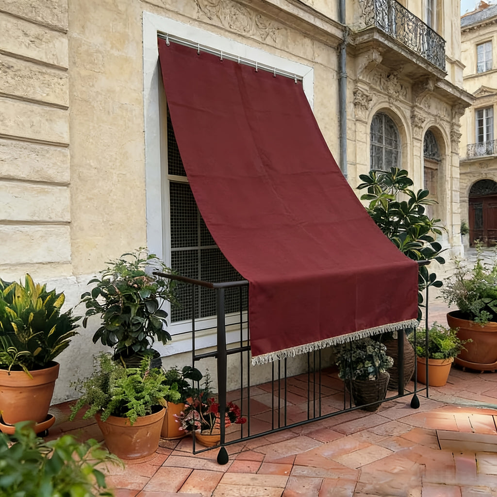Klassischer einfarbiger Outdoor-Vorhang, Gelb für Garten und Terrasse – Detailansicht 11