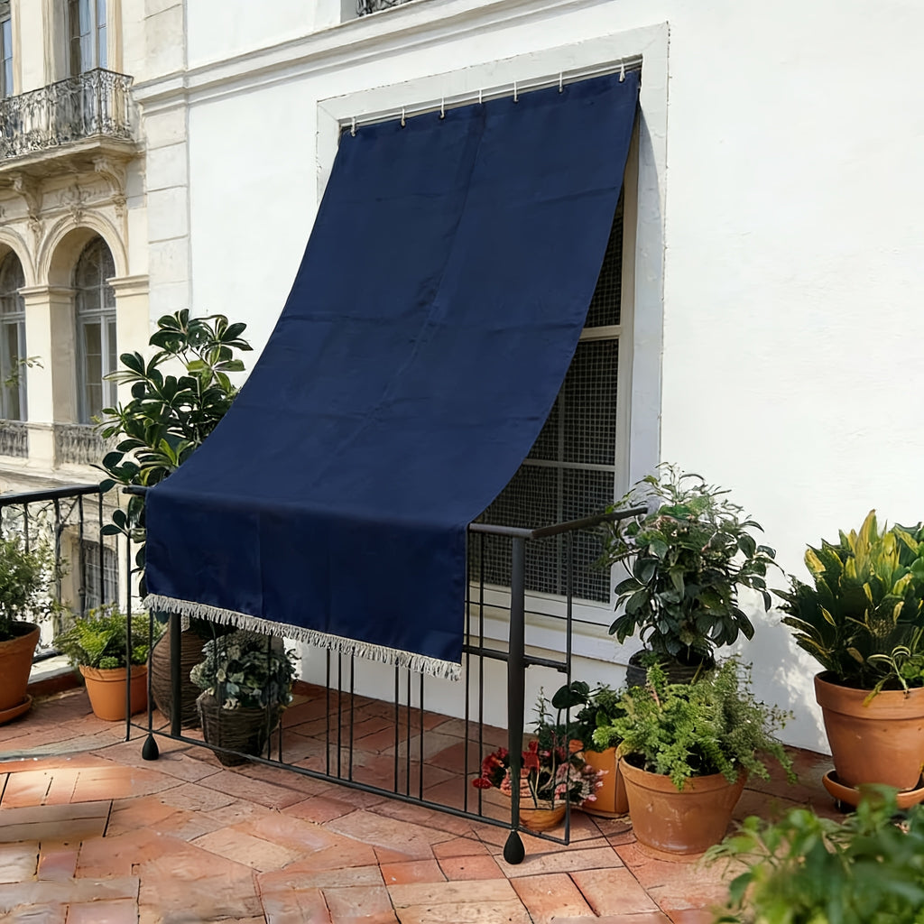 Klassischer einfarbiger Outdoor-Vorhang, Gelb für Garten und Terrasse – Detailansicht 12