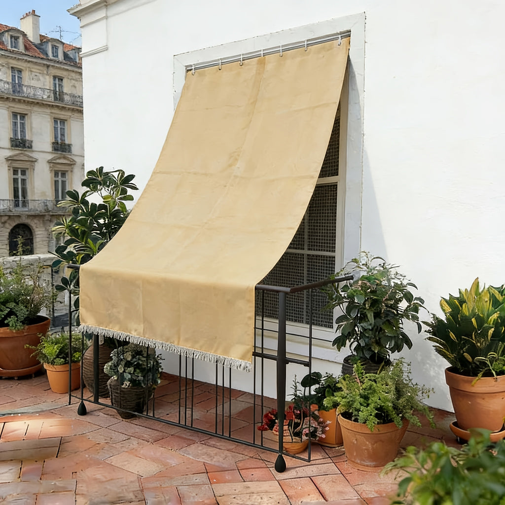 Klassischer einfarbiger Outdoor-Vorhang, Gelb für Garten und Terrasse – Detailansicht 13