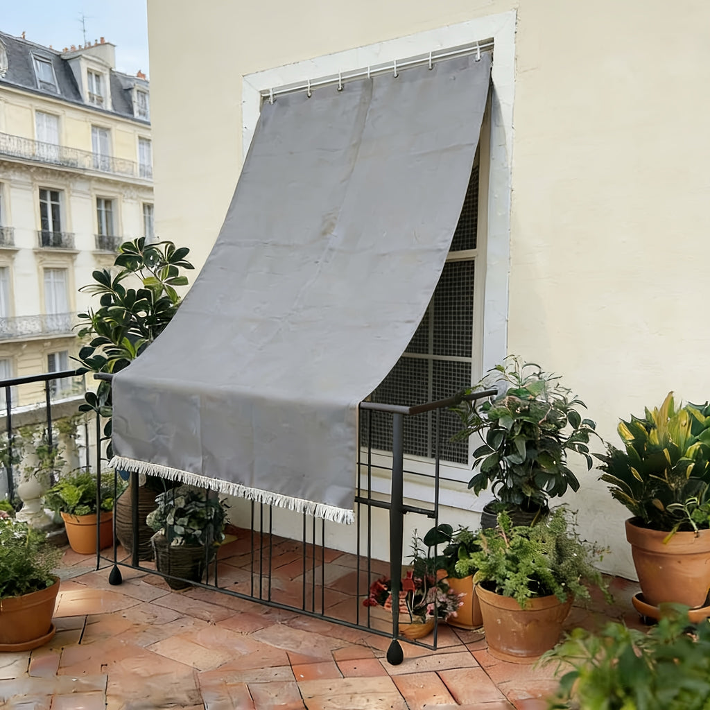 Klassischer einfarbiger Outdoor-Vorhang, Gelb für Garten und Terrasse – Detailansicht 14