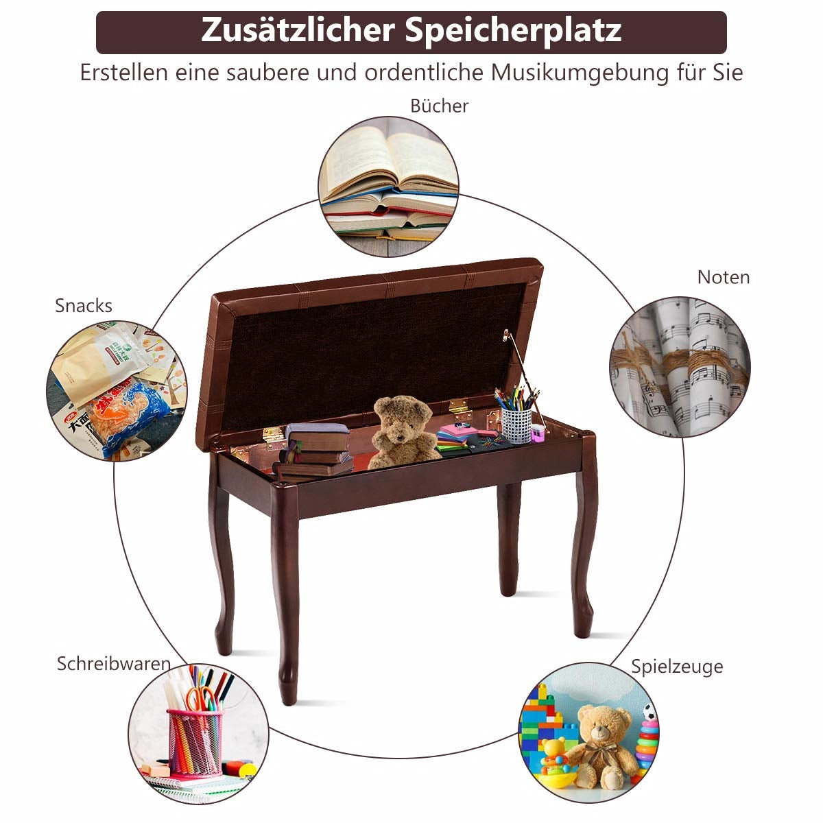 Klavierbank, Braun für Hobby und Kreativprojekte – Detailansicht 3