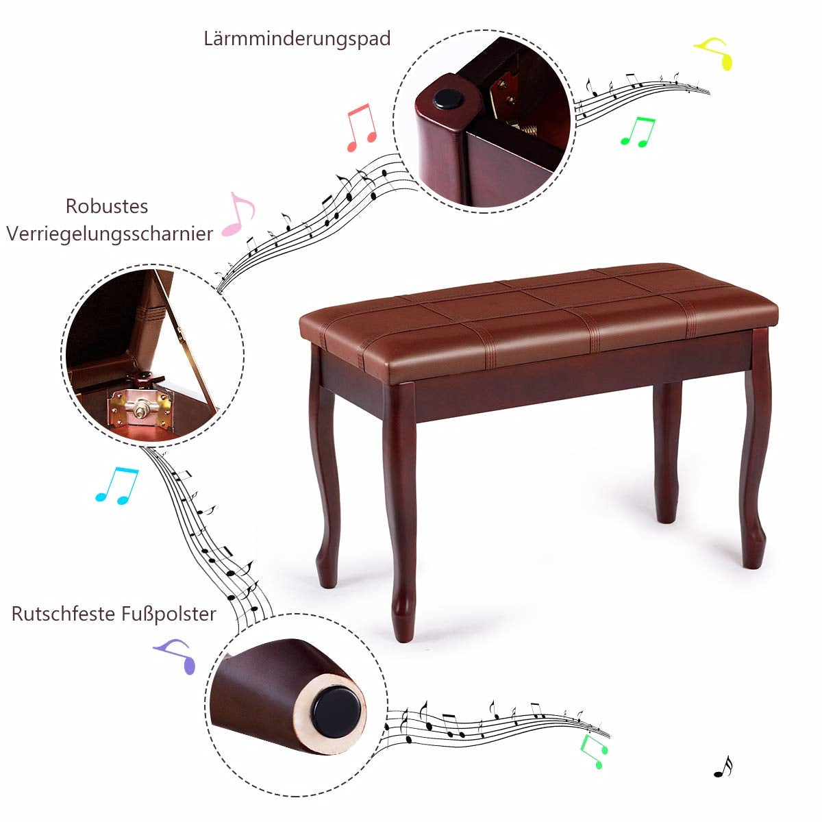 Klavierbank, Braun für Hobby und Kreativprojekte – Detailansicht 4