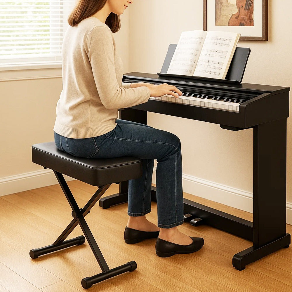 KlavierhockerHocker Klappbare Keyboardhocker, Schwarz für Piano Keyboard und Alltag – Detailansicht 2