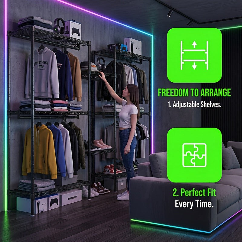 Kleiderbügel, 408.23KG für Kleiderschrank und urbanes Studio-Wohnung Garderobe – Detailansicht 8