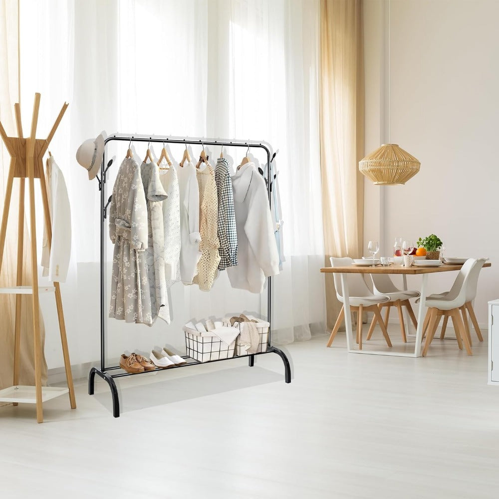 Kleiderstnder Garderobenstnder Metall Kleiderstange, Schwarz für Schlafzimmer und Bett – Detailansicht 9