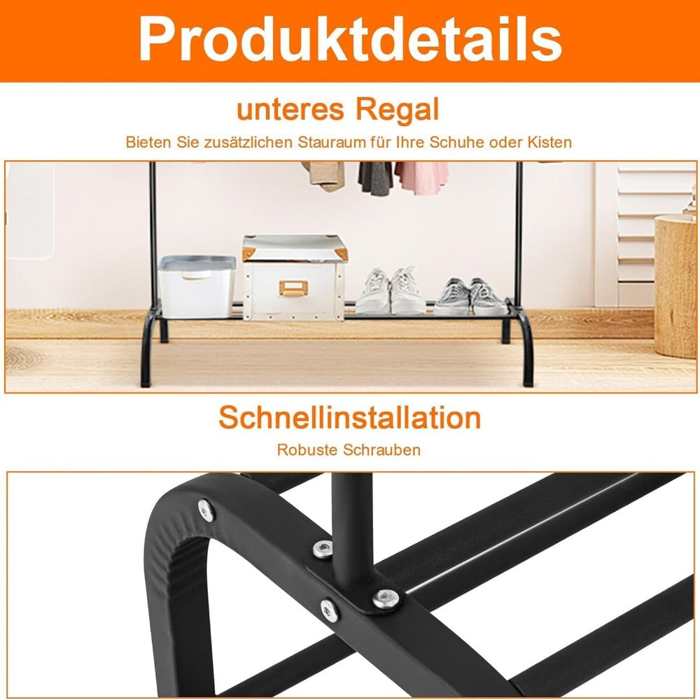 Kleiderstnder Garderobenstnder Metall Kleiderstange, Schwarz für Schlafzimmer und Bett – Detailansicht 11