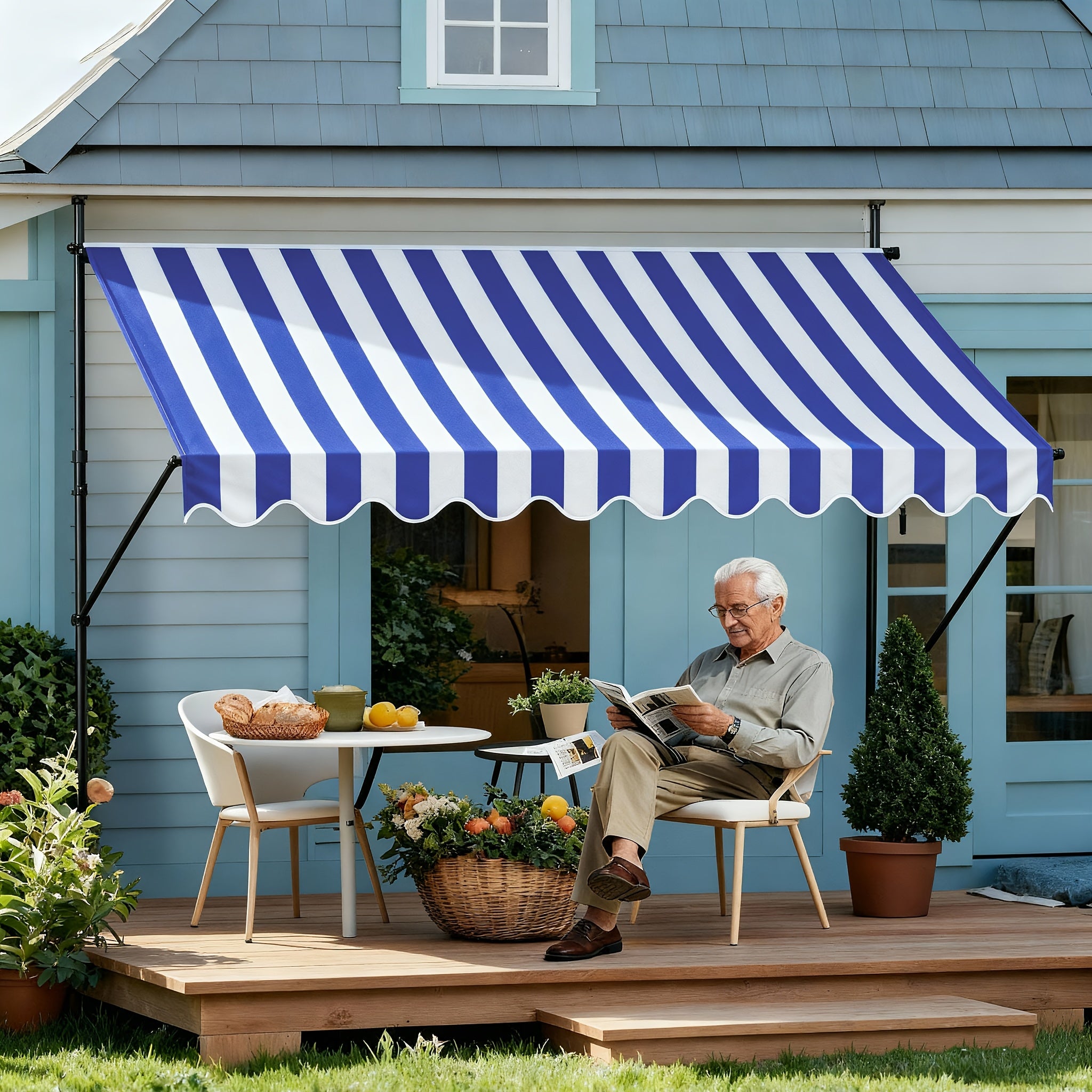 Klemm-Veranda-Balkon-Abdeckung, Dunkelgrau für Garten und Terrasse – Hauptansicht