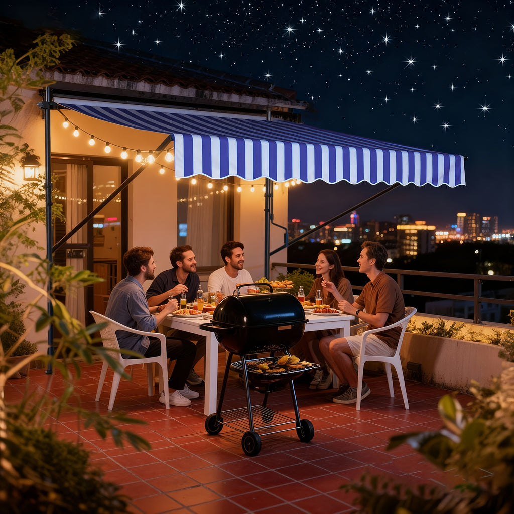 Klemm-Veranda-Balkon-Abdeckung, Dunkelgrau für Garten und Terrasse – Detailansicht 2
