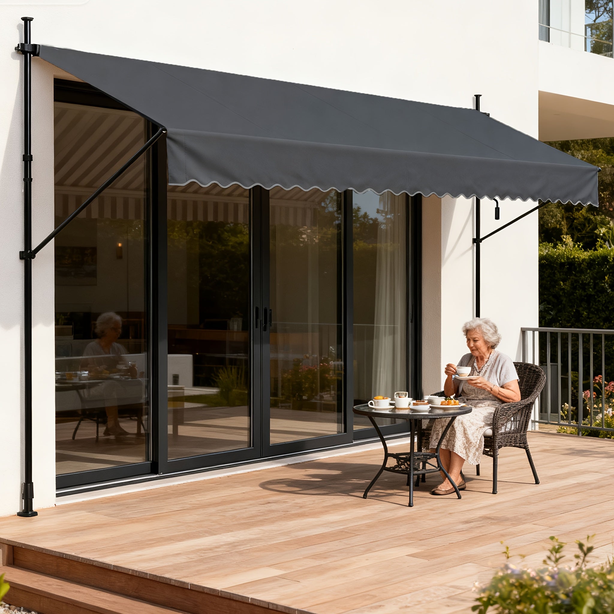 Klemm-Veranda-Balkon-Abdeckung, Dunkelgrau für Garten und Terrasse – Detailansicht 7