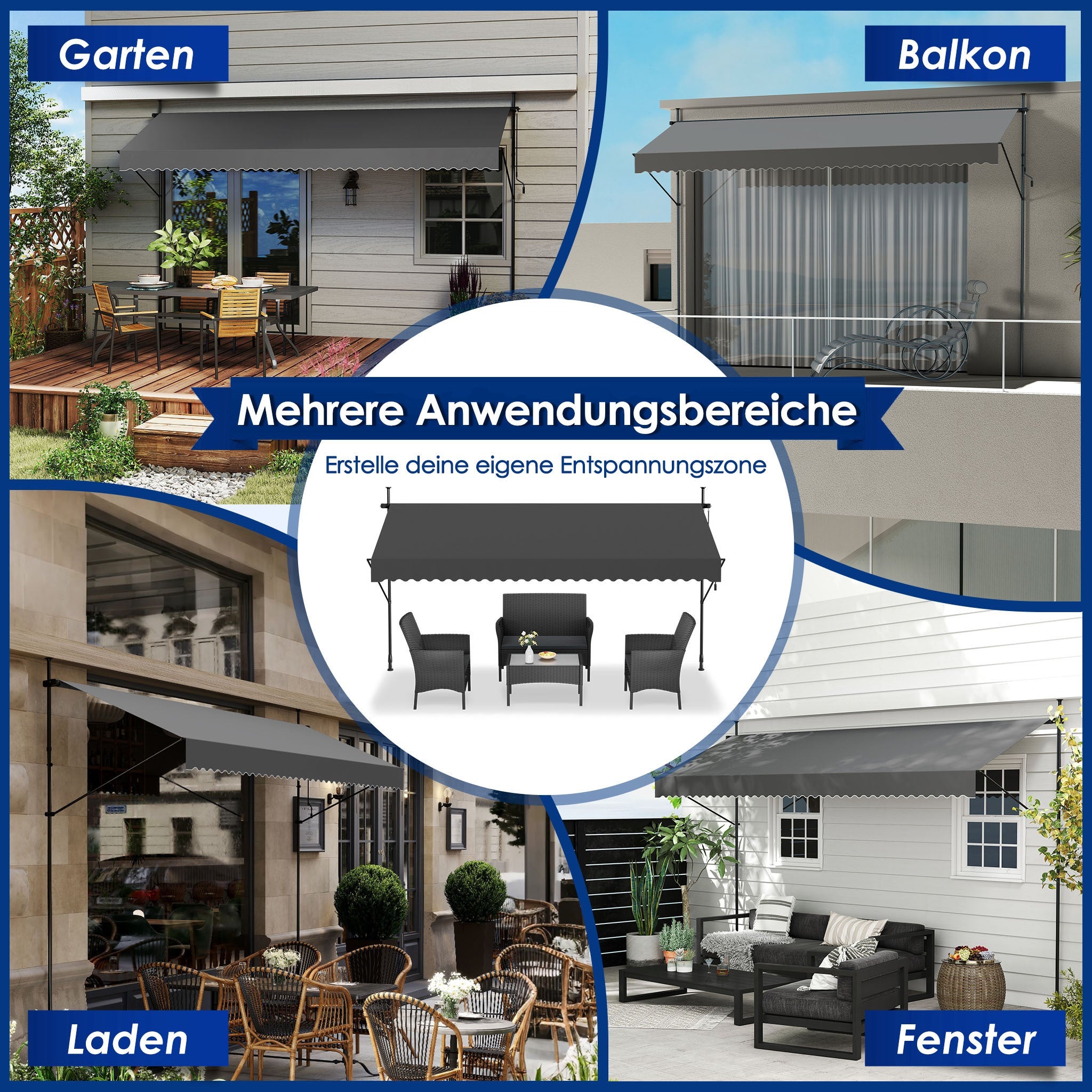 Klemm-Veranda-Balkon-Abdeckung, Dunkelgrau für Garten und Terrasse – Detailansicht 13