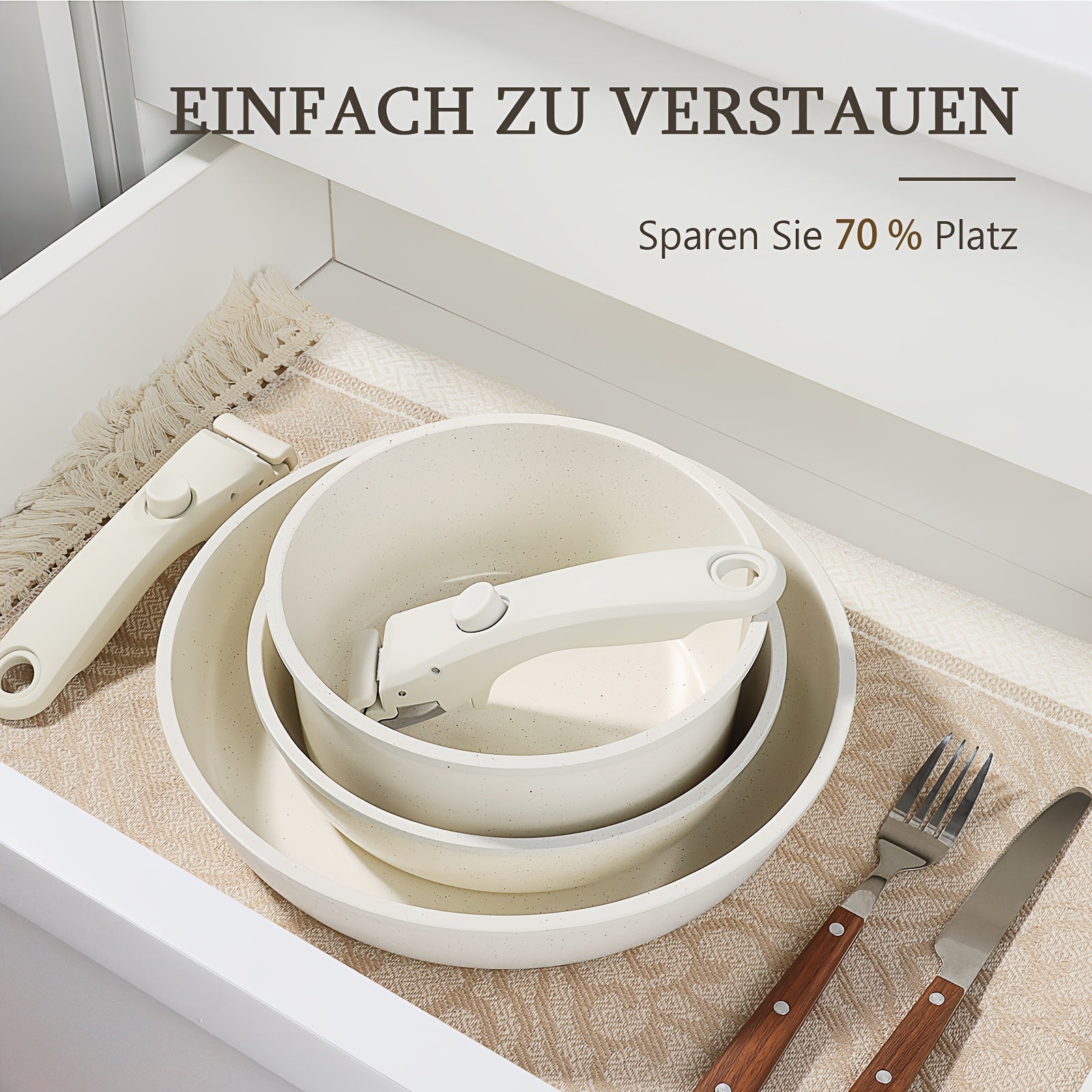 Kochgeschirr-Set, Weiß für Küche und Essbereich – Detailansicht 5