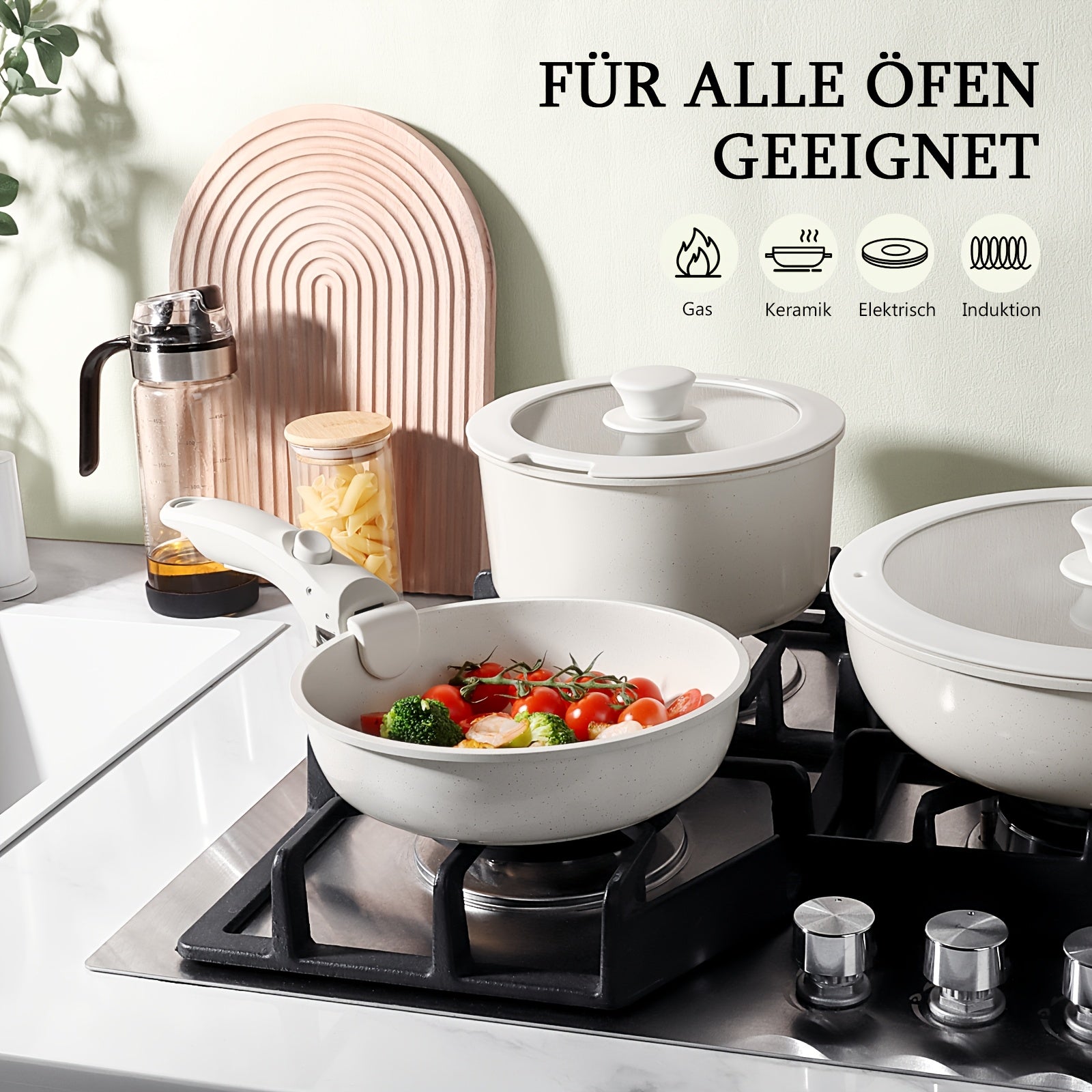 Kochgeschirr-Set, Weiß für Küche und Essbereich – Detailansicht 6