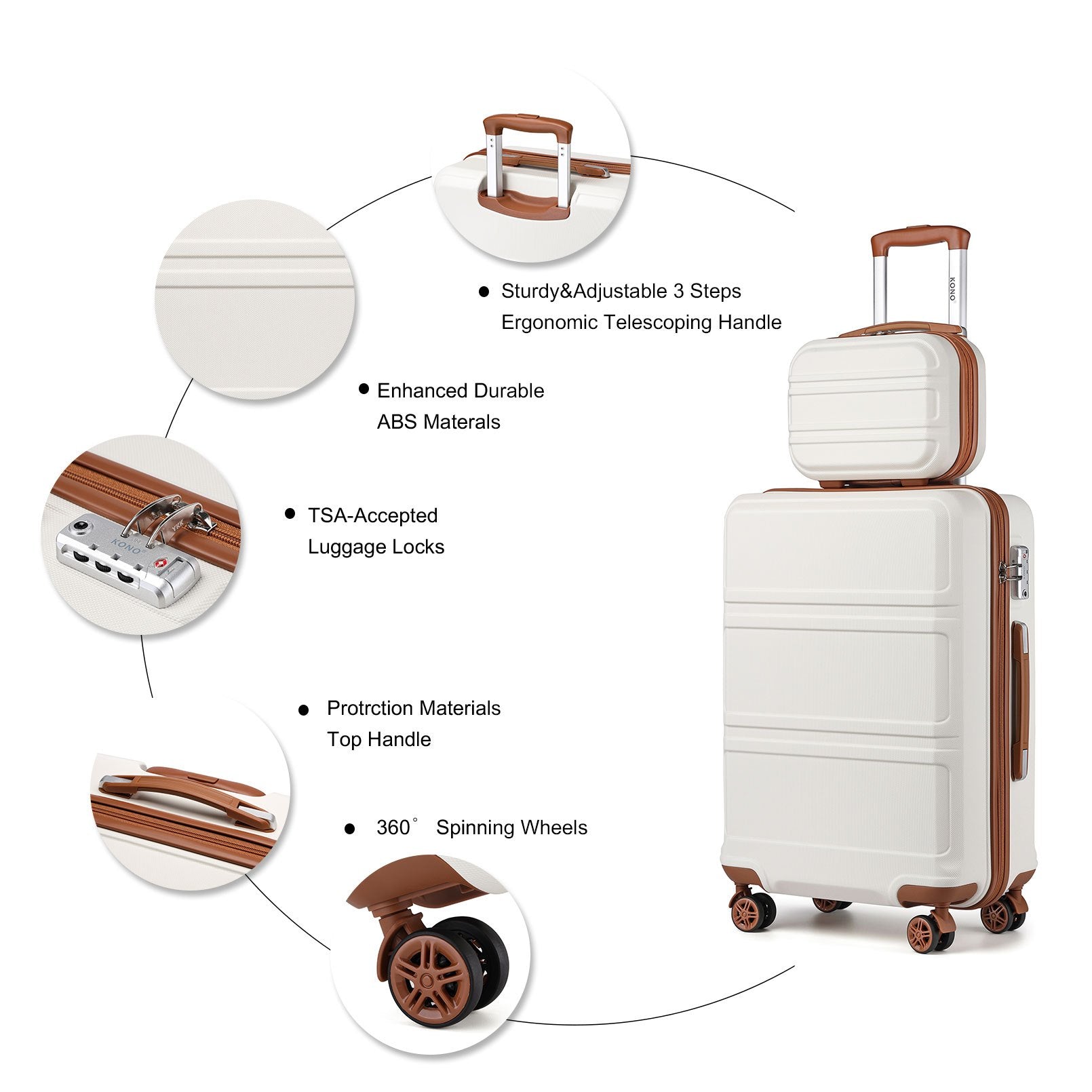 Koffer, Camping ABS Hartschalen-Trolley mit TSA-Schloss für Reisen und Alltag – Detailansicht 7