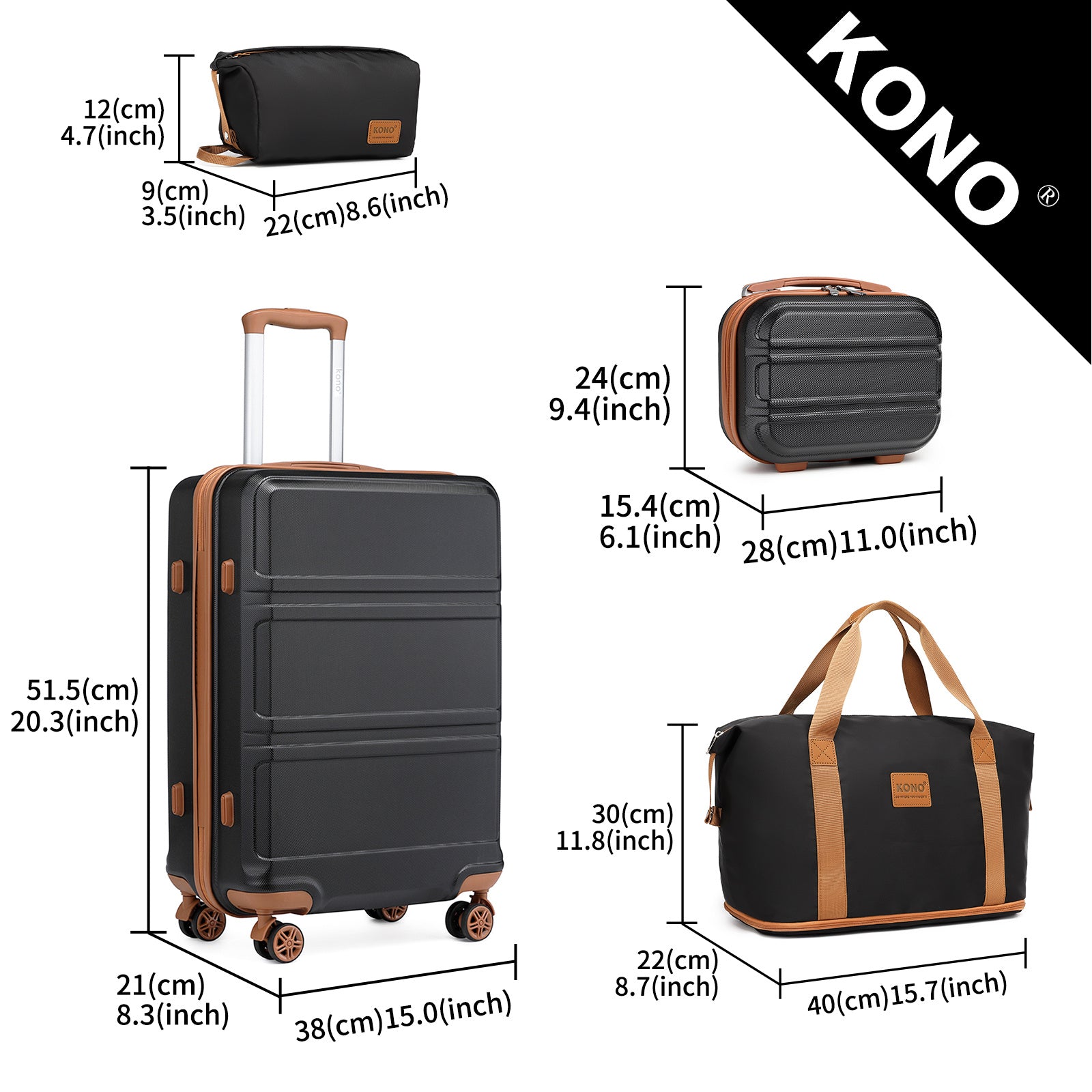 Koffer, Camping ABS Hartschalen-Trolley mit TSA-Schloss für Reisen und Alltag – Detailansicht 12