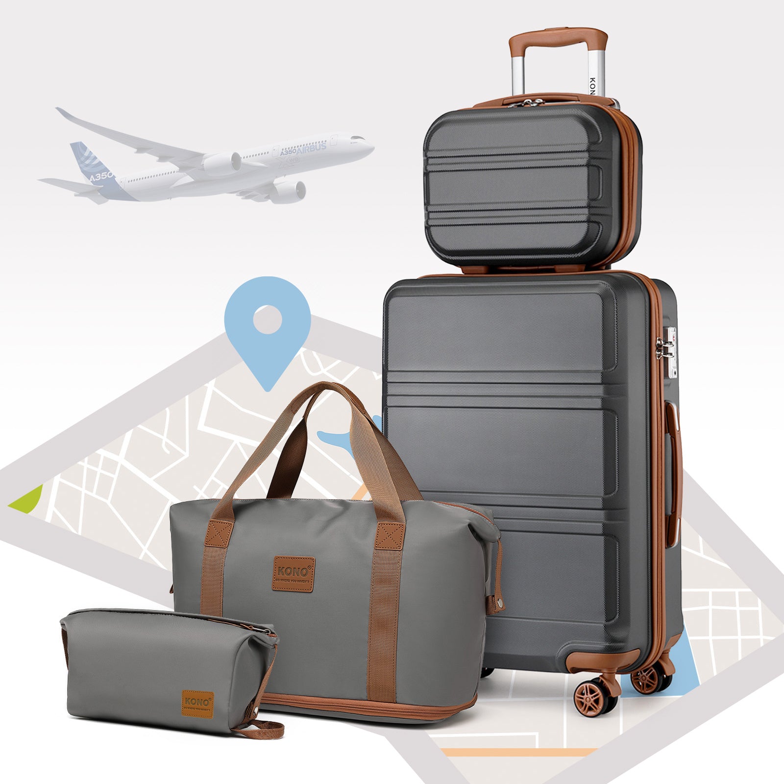 Koffer, Camping ABS Hartschalen-Trolley mit TSA-Schloss für Reisen und Alltag – Detailansicht 16