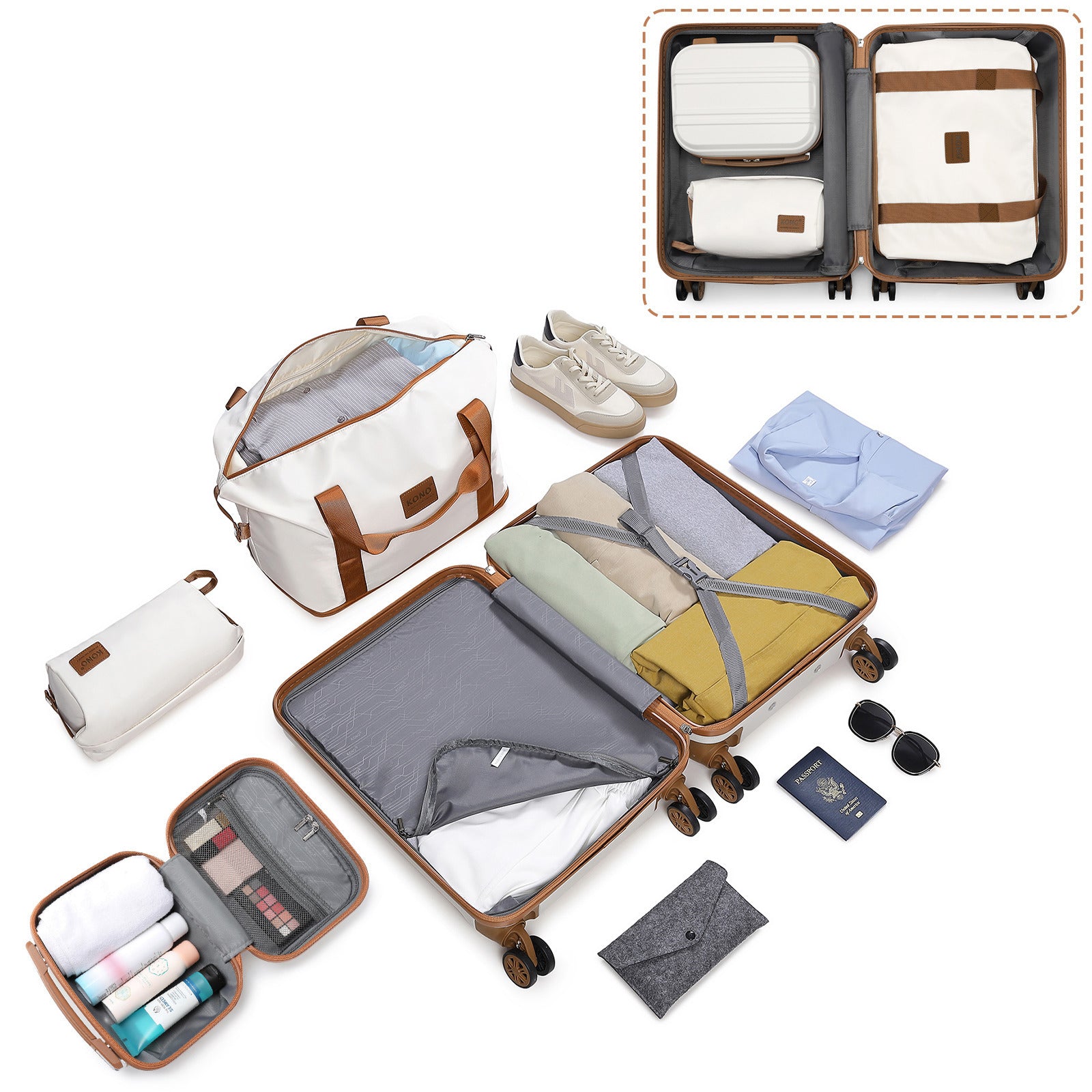Koffer, Camping ABS Hartschalen-Trolley mit TSA-Schloss für Reisen und Alltag – Detailansicht 41