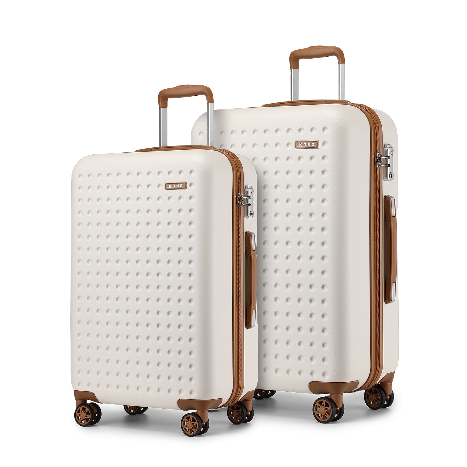 Koffer, Creme/Braun für Reisen – Hauptansicht
