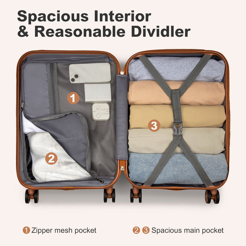Koffer, Creme/Braun für Reisen – Detailansicht 25