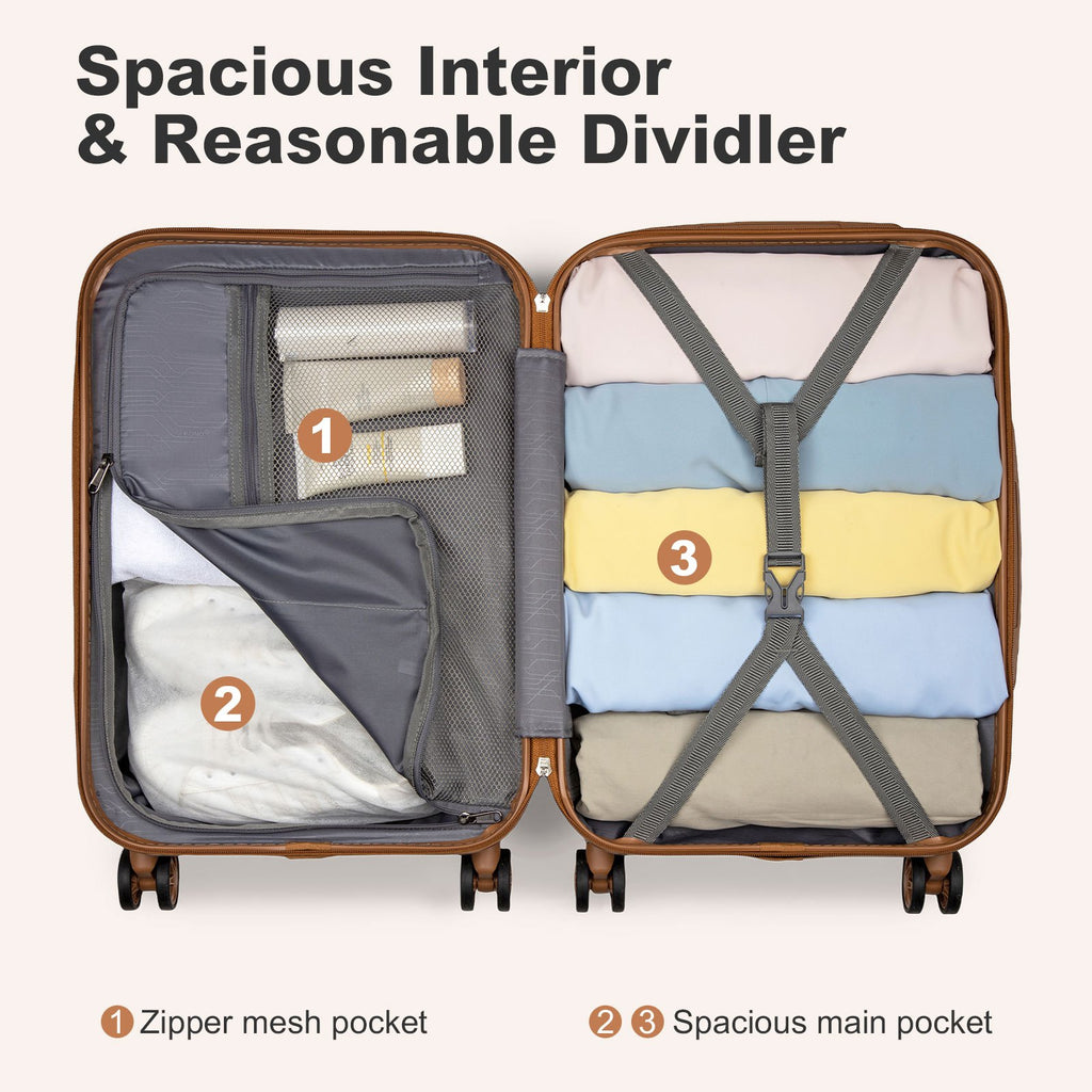 Koffer, Creme/Braun für Reisen – Detailansicht 45