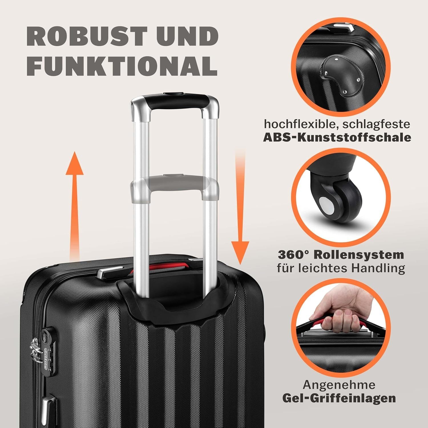 Koffer, mit Teleskopgriff für Camping – Detailansicht 4