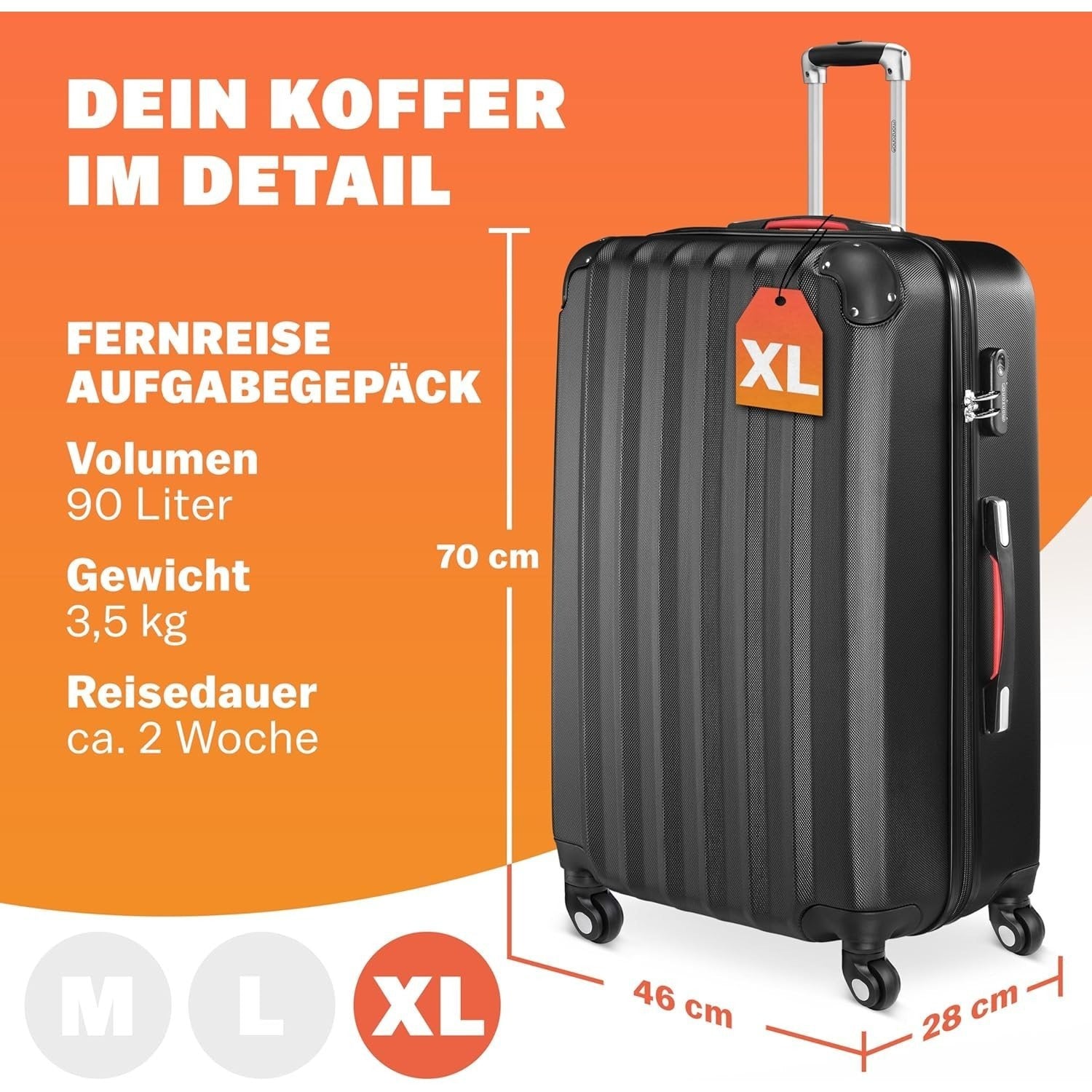 Koffer, mit Teleskopgriff für Reisen und Camping – Detailansicht 2