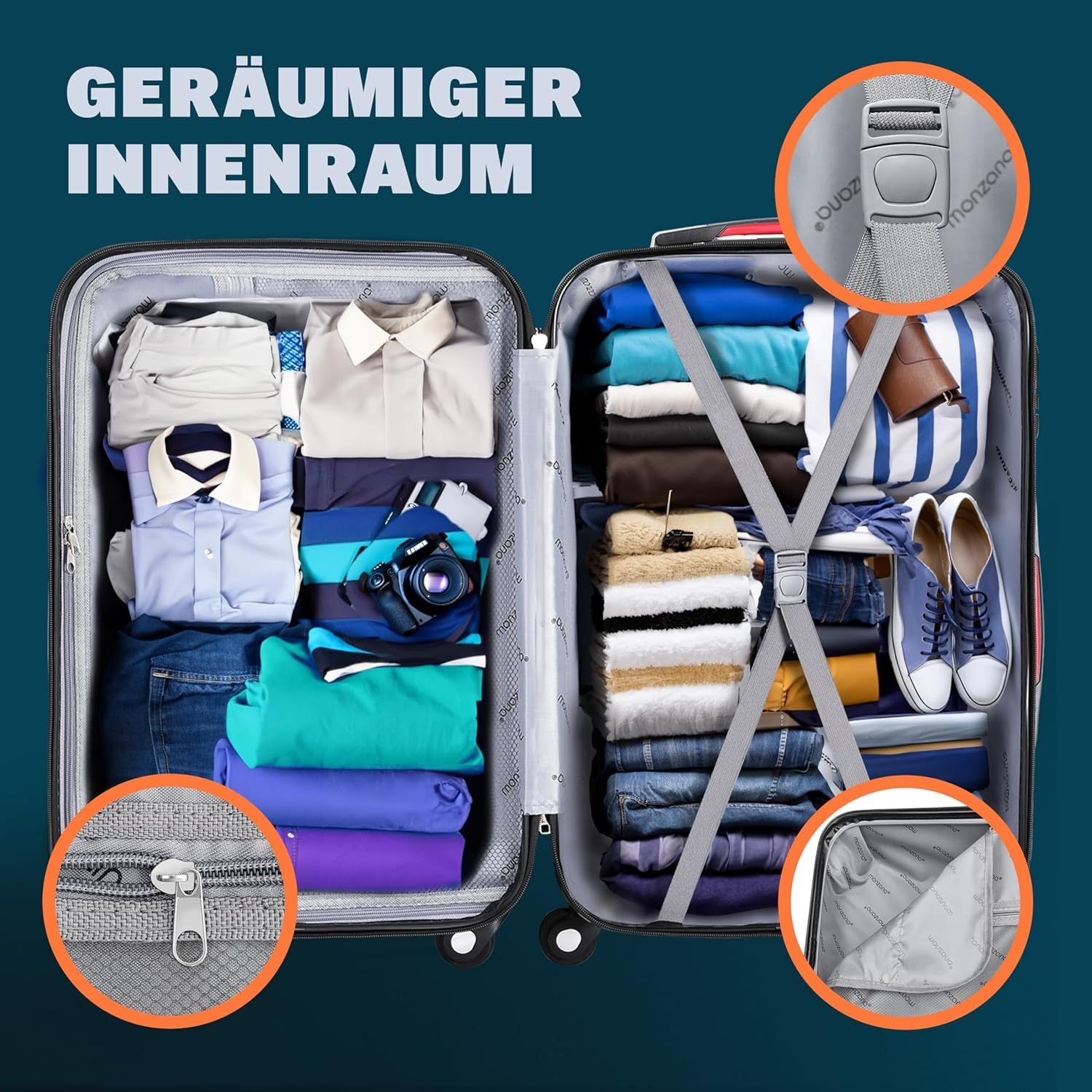Koffer, mit Teleskopgriff für Reisen und Camping – Detailansicht 16