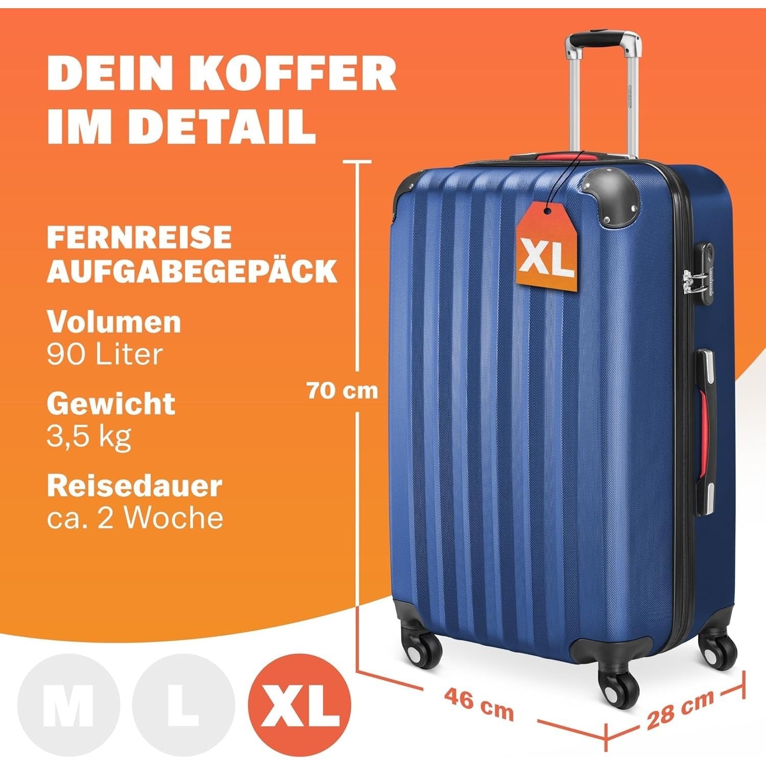 Koffer, mit Teleskopgriff für Reisen und Camping – Detailansicht 19