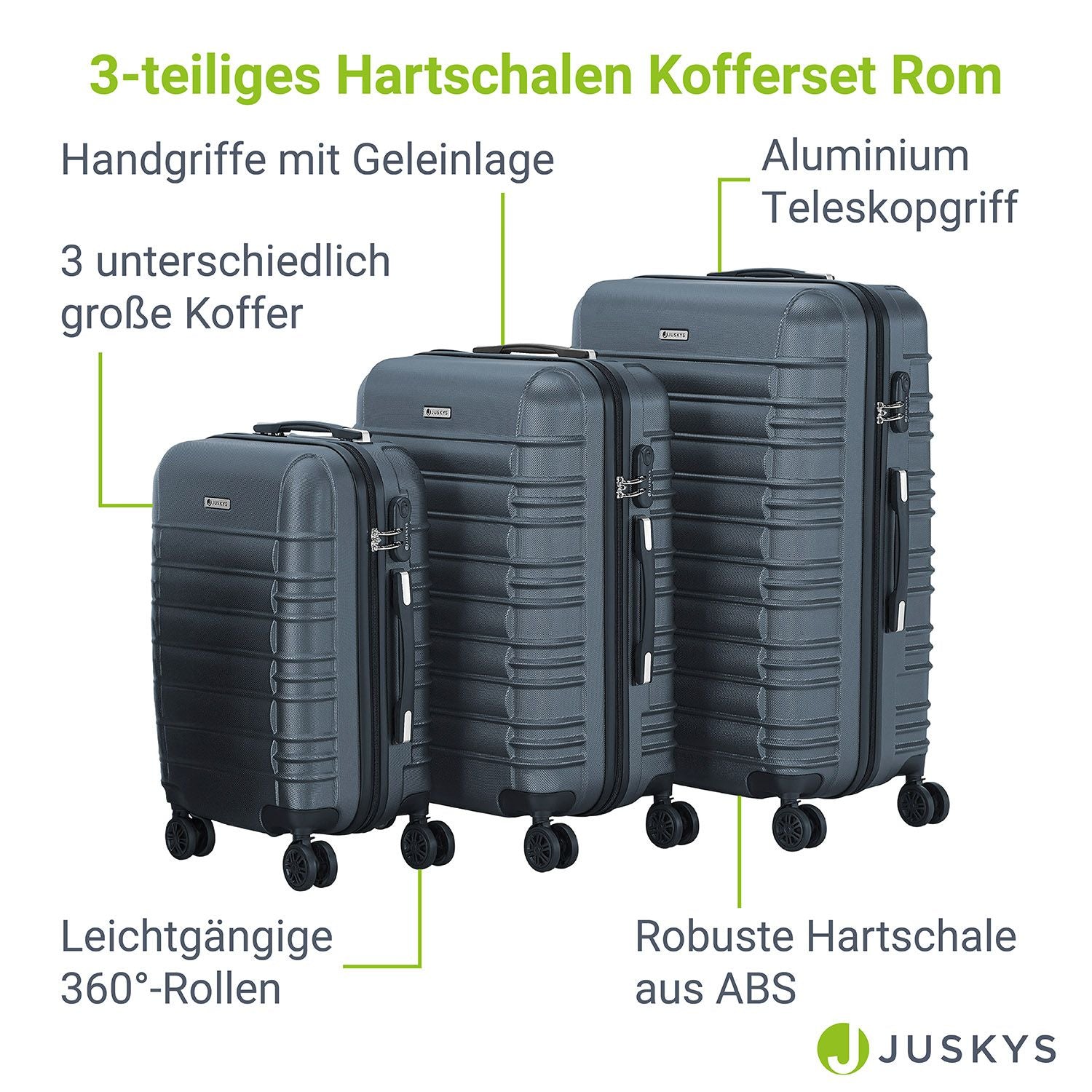 Kofferset, mit Teleskopgriff für Alltag und Zuhause – Detailansicht 7