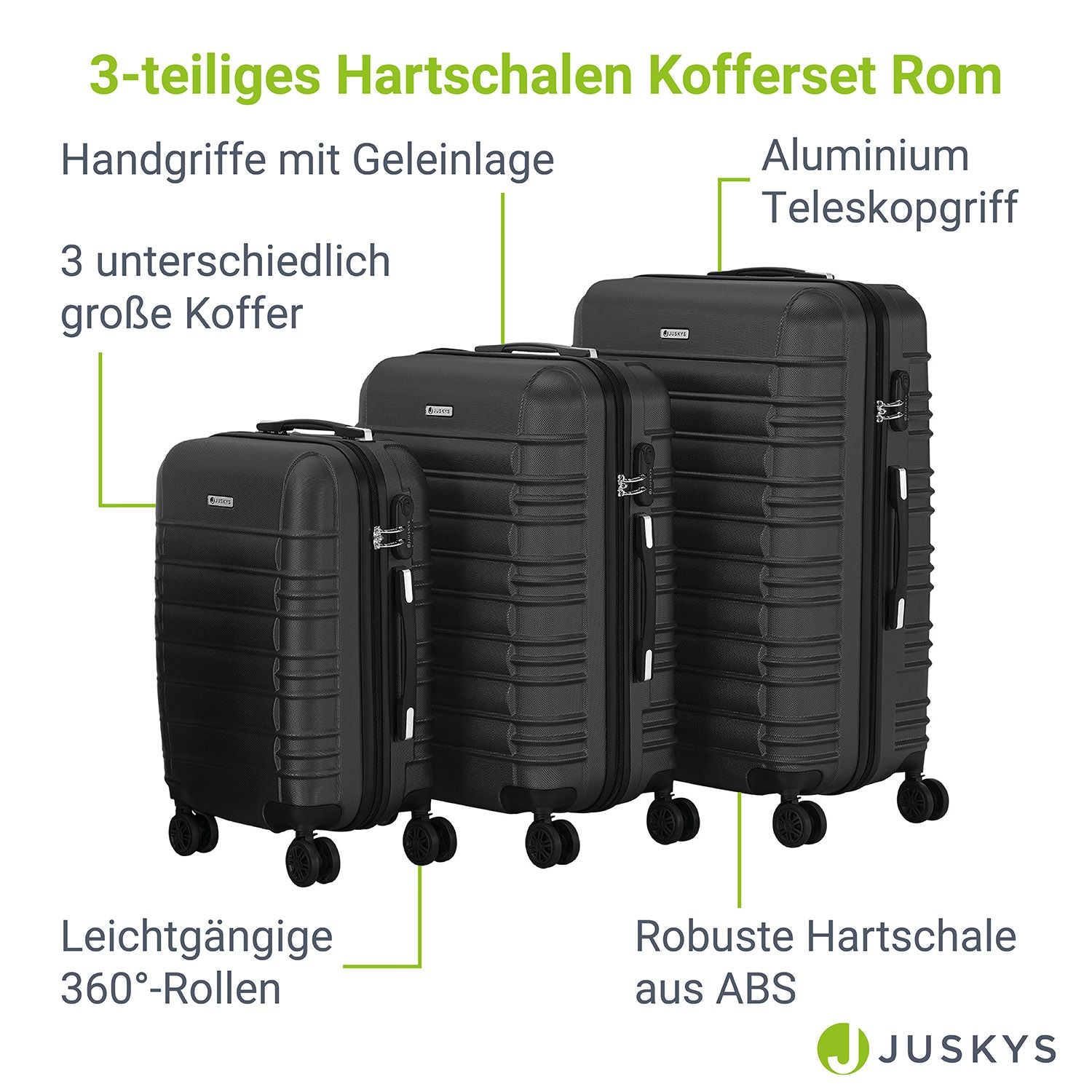 Kofferset, mit Teleskopgriff für Alltag und Zuhause – Detailansicht 19