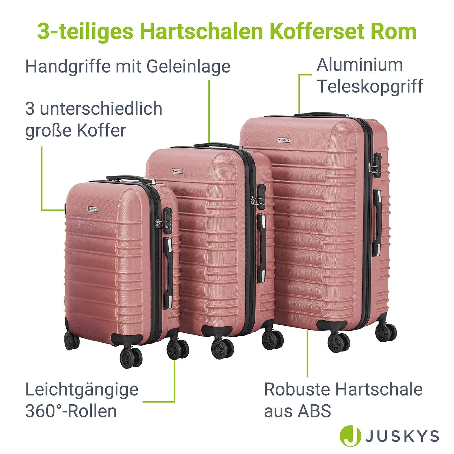 Kofferset, mit Teleskopgriff für Alltag und Zuhause – Detailansicht 28