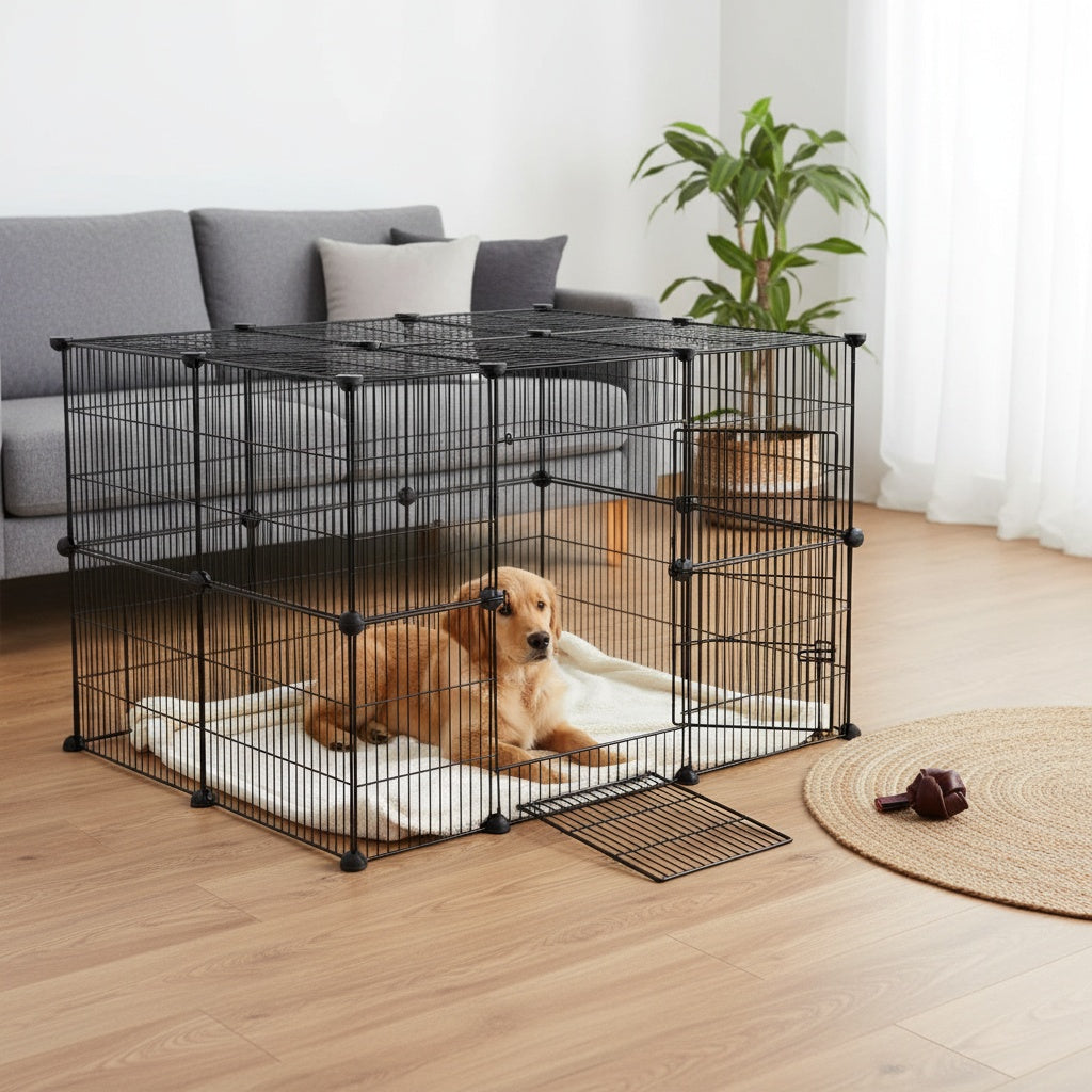 Kompakte Haustierbarriere, Schwarz für Haustiere und Zuhause – Detailansicht 7