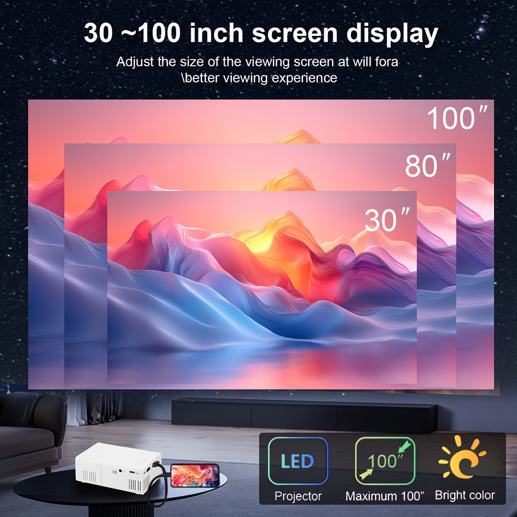 Kompakter HD Mini Projektor, Taschenprojektor Unterstützt 1080P für Camping und Reisen – Hauptansicht