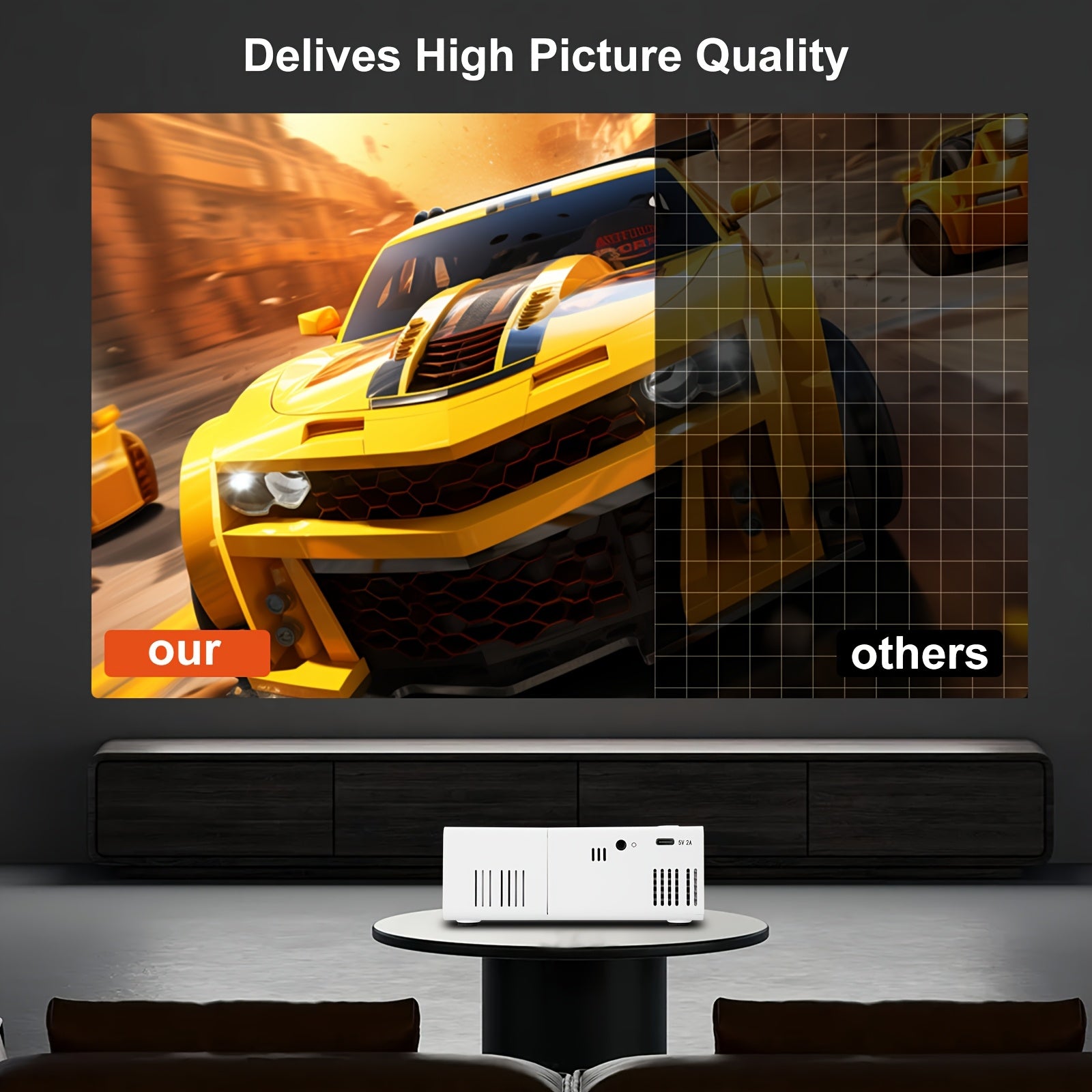 Kompakter HD Mini Projektor, Taschenprojektor Unterstützt 1080P für Camping und Reisen – Detailansicht 3