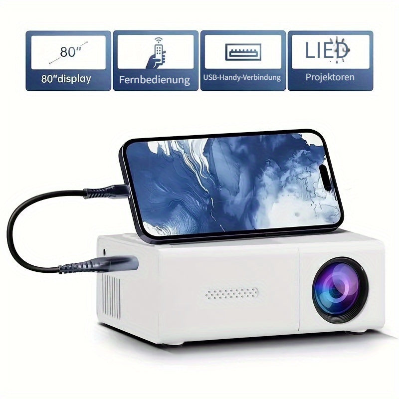 Kompakter HD Mini Projektor, Taschenprojektor Unterstützt 1080P für Camping und Reisen – Detailansicht 4