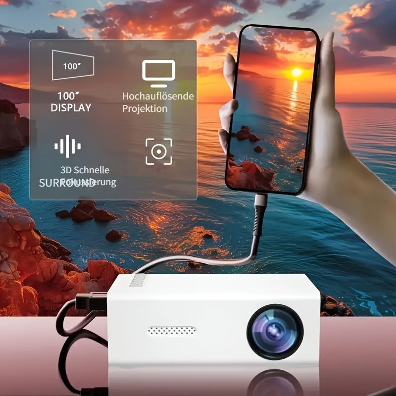 Kompakter HD Mini Projektor, Taschenprojektor Unterstützt 1080P für Camping und Reisen – Detailansicht 5