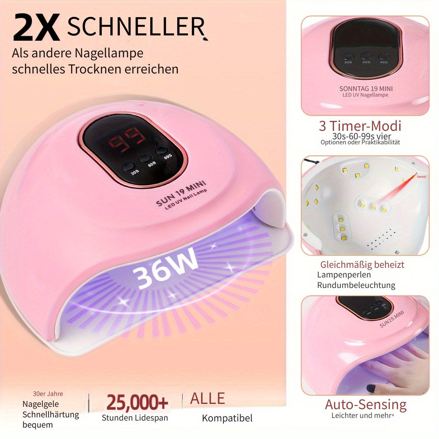 Komplettes Acrylnagel-Set, LED-Beleuchtung für Nagel und DIY-Maniküre – Hauptansicht