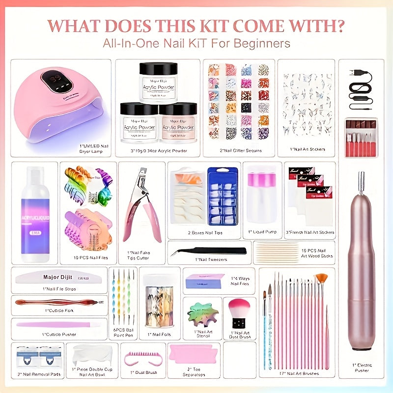 Komplettes Acrylnagel-Set, LED-Beleuchtung für Nagel und DIY-Maniküre – Detailansicht 9