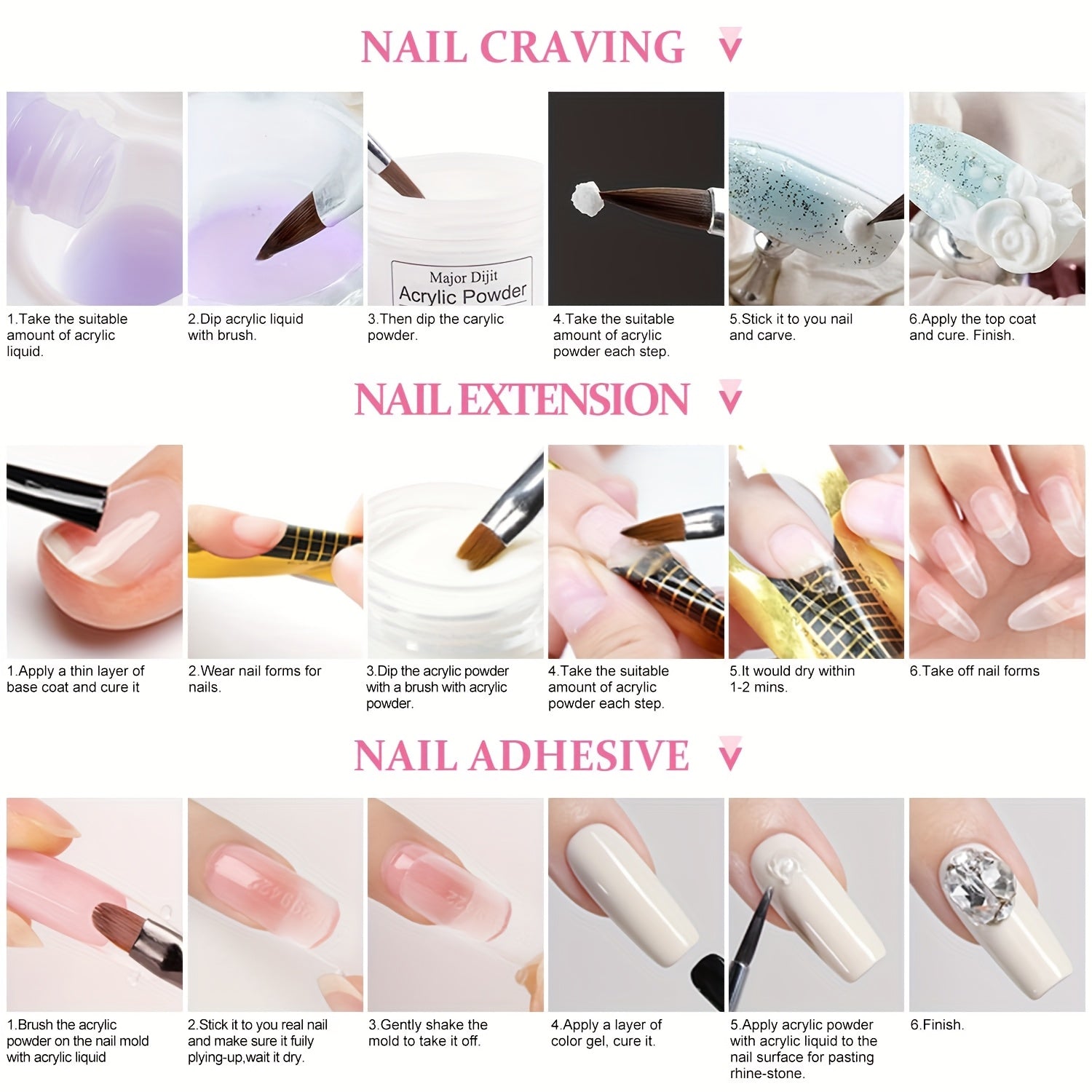 Komplettes Acrylnagel-Set, LED-Beleuchtung für Nagel und DIY-Maniküre – Detailansicht 12