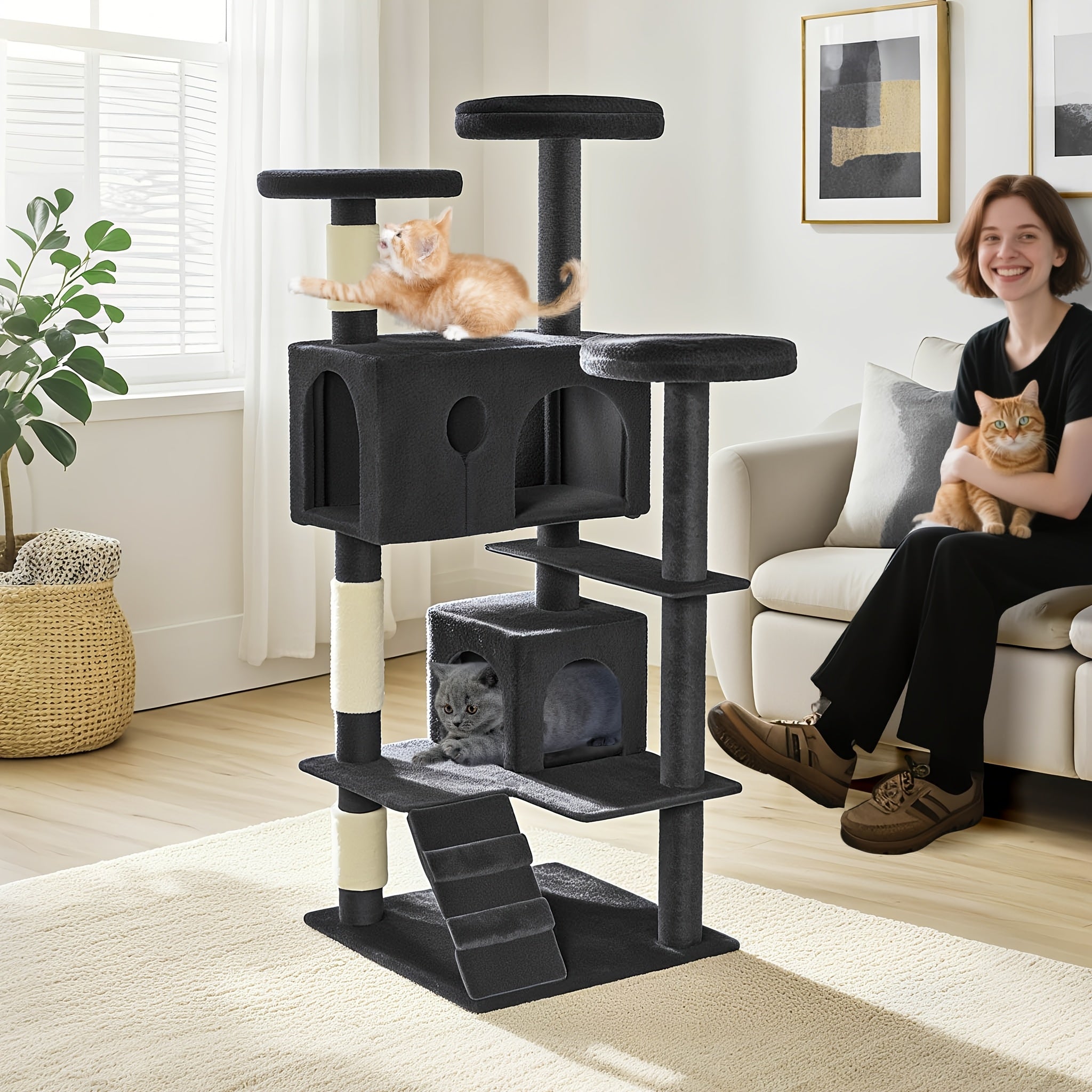 Krallenbaum Großer Katzenkrallenbaum, Beige für Haustiere und Zuhause – Detailansicht 6