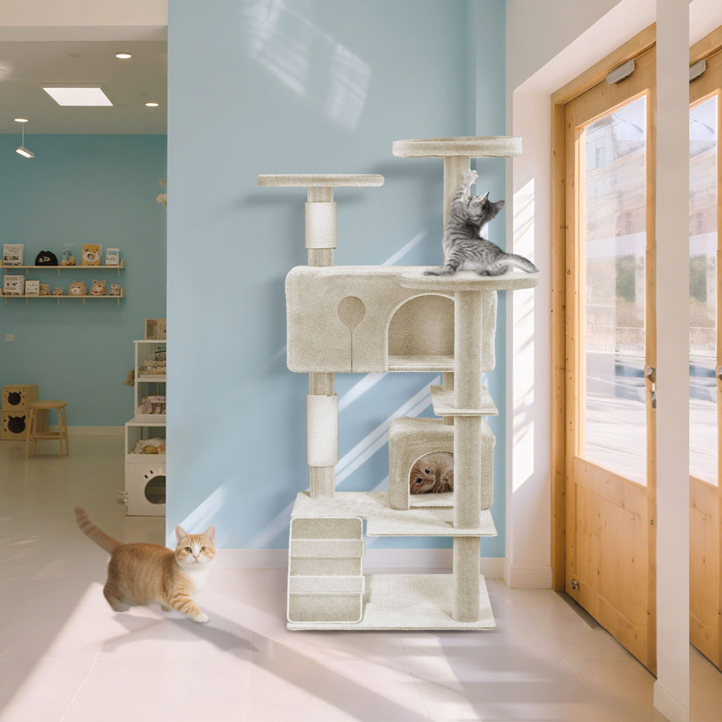 Krallenbaum Großer Katzenkrallenbaum, Beige für Haustiere und Zuhause – Detailansicht 8