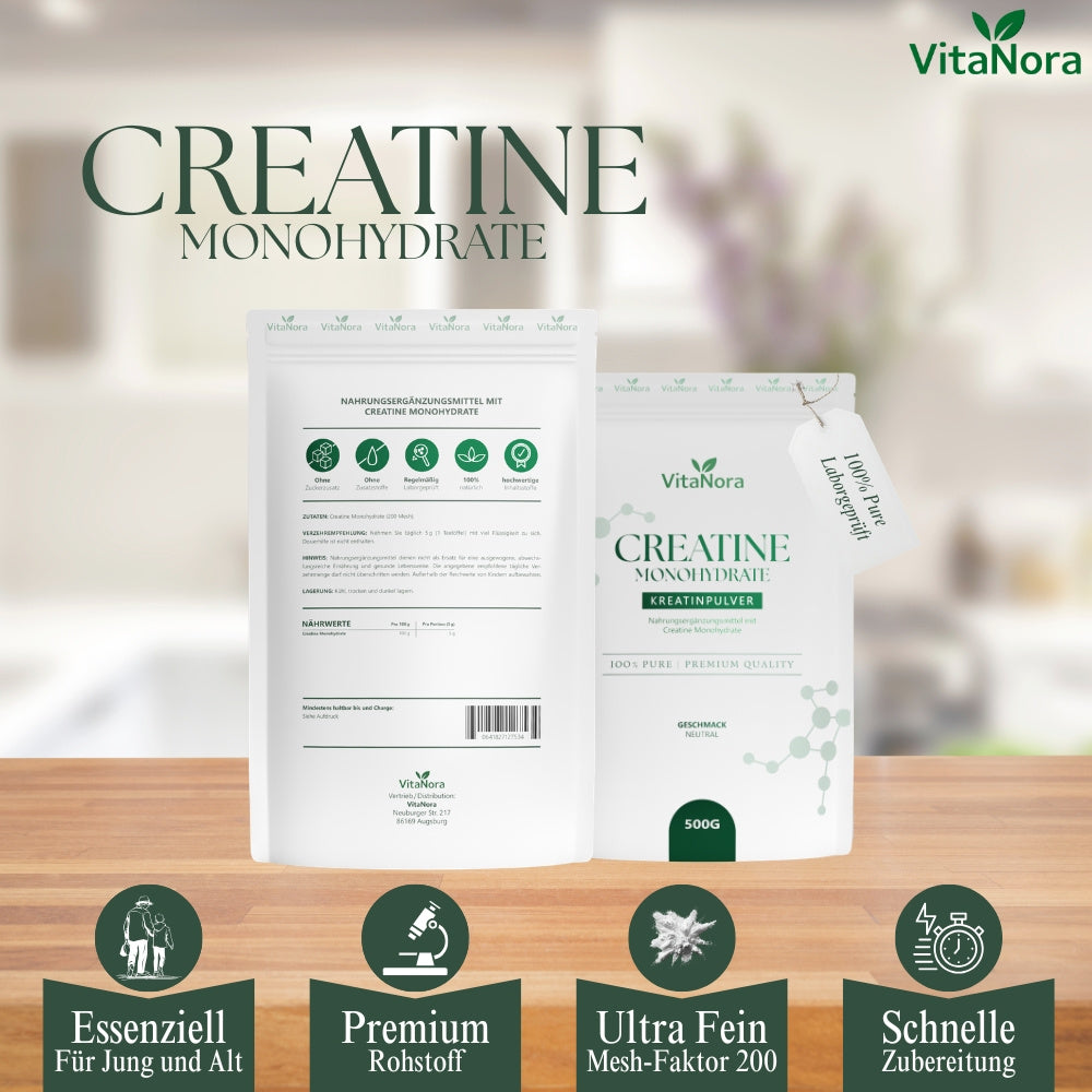 Kreatin Monohydrat Pulver (2x, 1000g für Pflege zu Hause und Alltag – Detailansicht 4