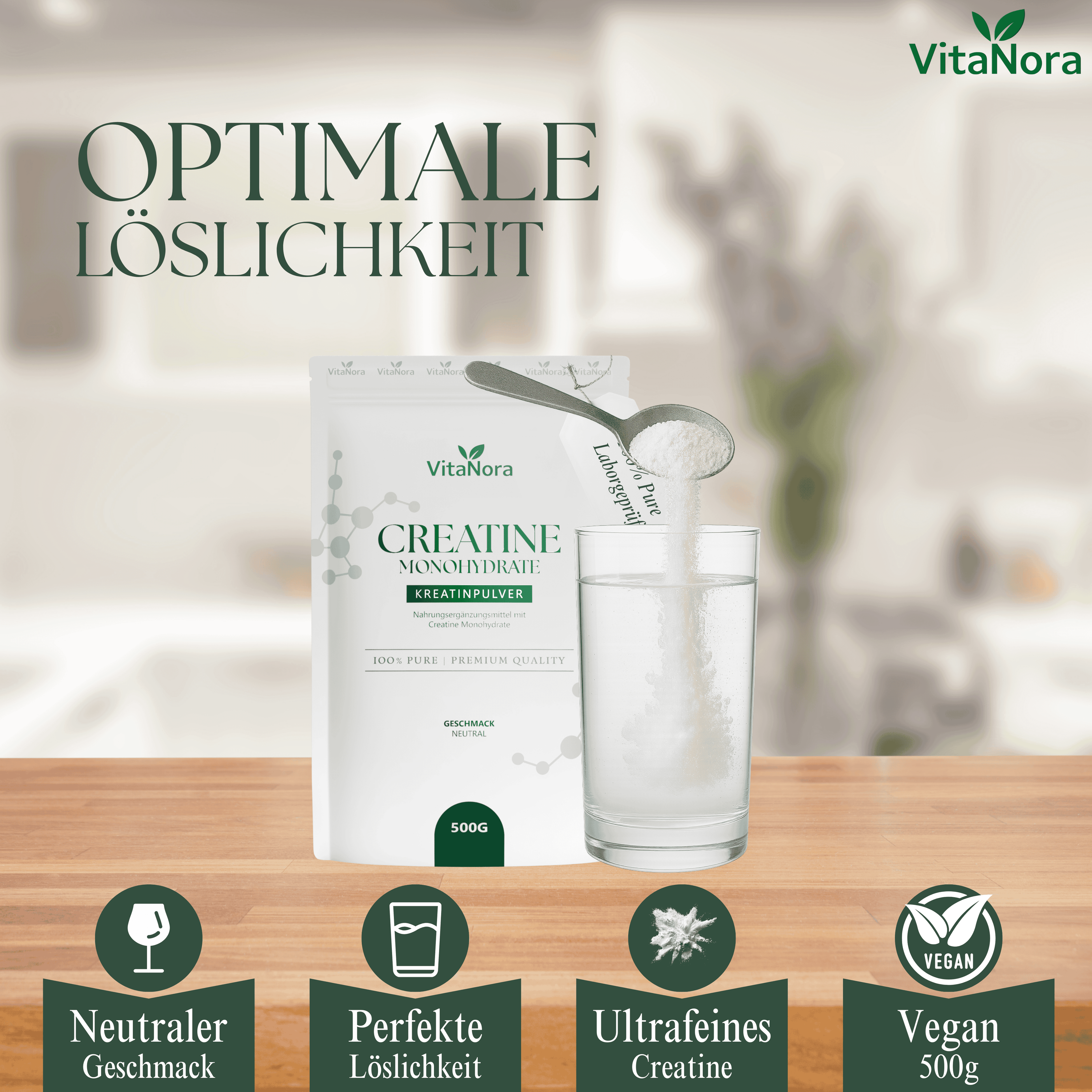 Kreatin Monohydrat Pulver, 500g für Pflege zu Hause und Alltag – Detailansicht 3
