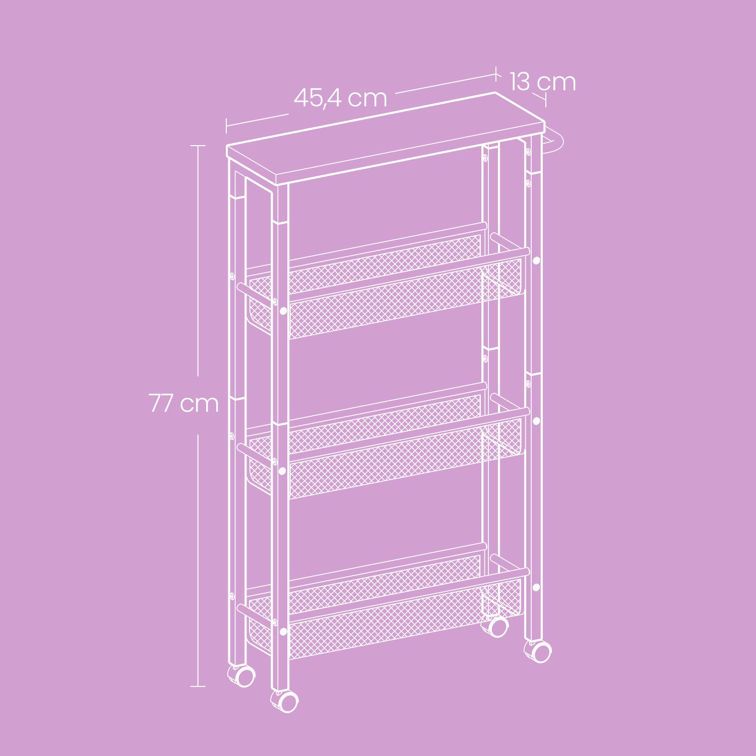 Küchen-Rollwagen, 13 x 45,4 x 99,6 cm für Essbereich und Küche – Detailansicht 7