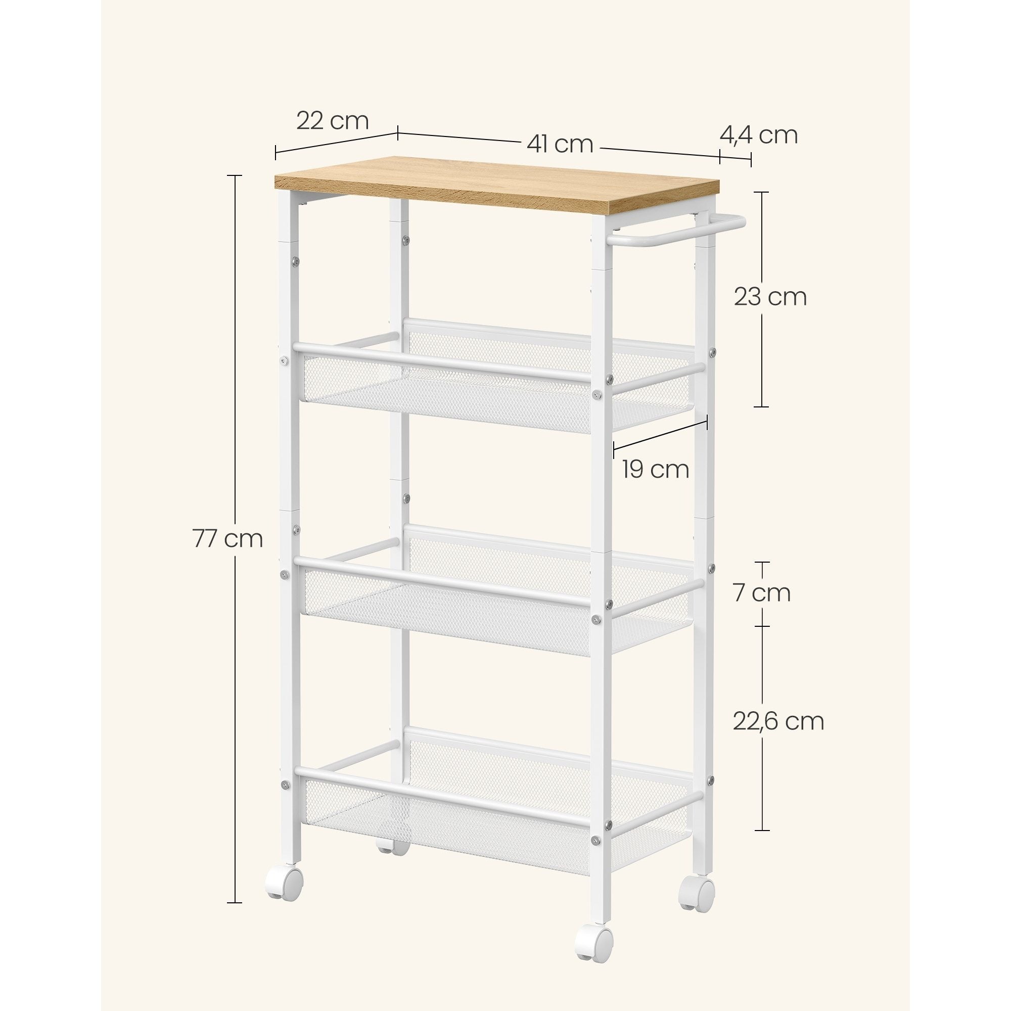 Küchen-Rollwagen, 13 x 45,4 x 99,6 cm für Essbereich und Küche – Detailansicht 19