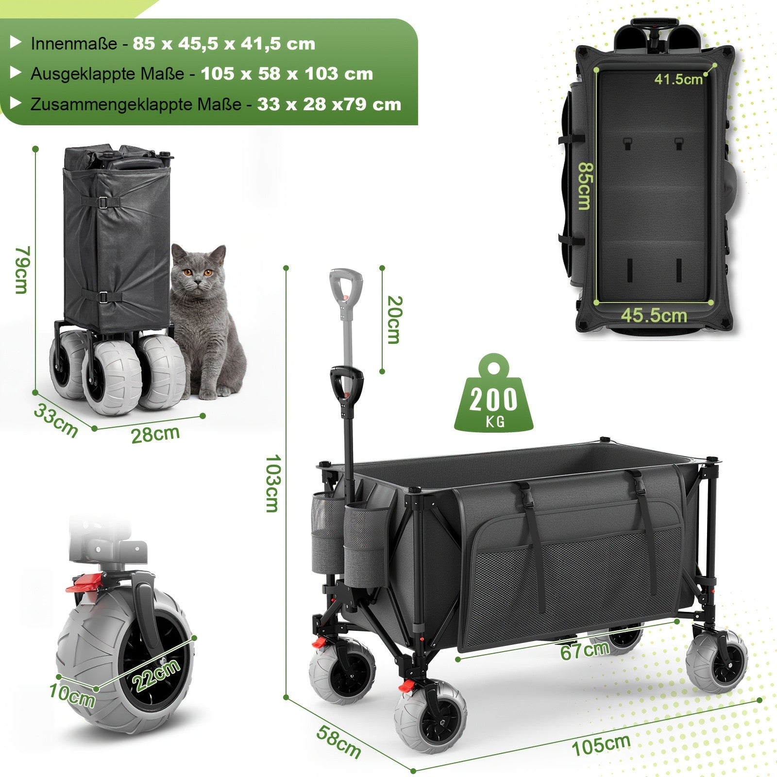 Küchen-Rollwagen, Schwarz für Garten und Terrasse – Detailansicht 11