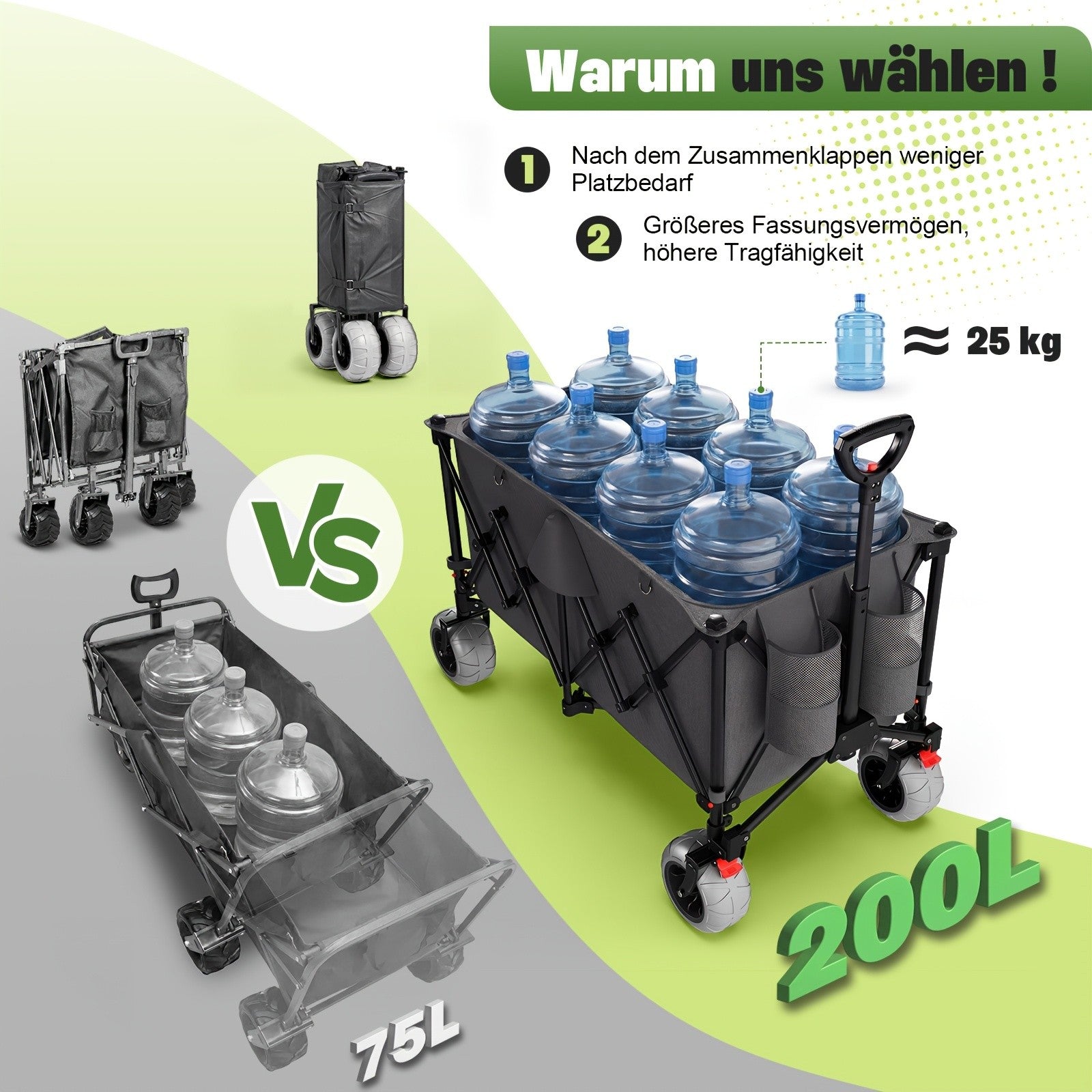 Küchen-Rollwagen, Schwarz für Garten und Terrasse – Detailansicht 12
