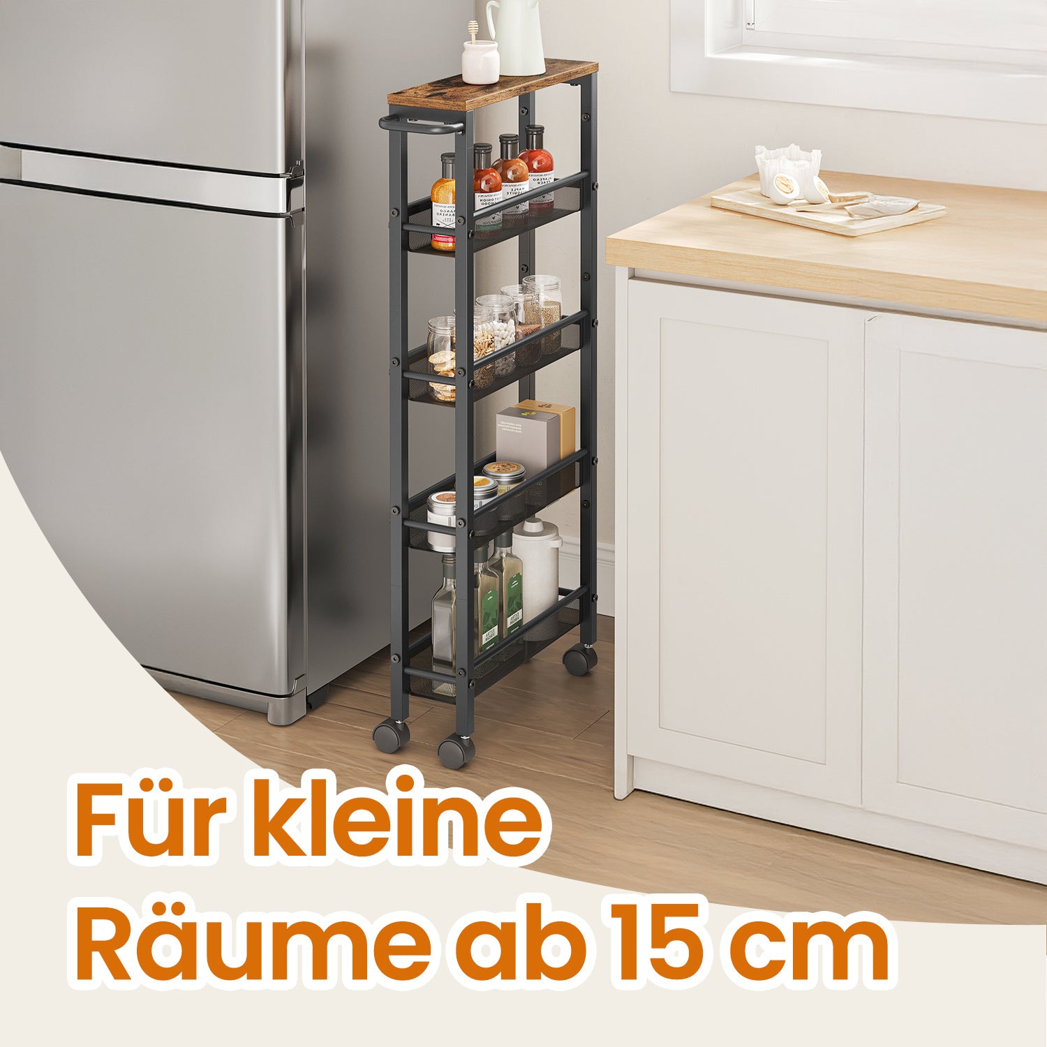 Küchen-Rollwagen, vintagebraun-schwarz für Essbereich – Detailansicht 24