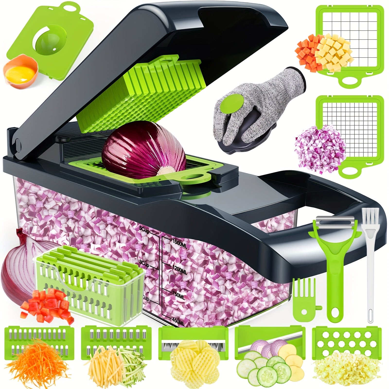 Küchenmaschine, 16-in-1 Gemüseschneider für Essbereich und Küche – Detailansicht 2