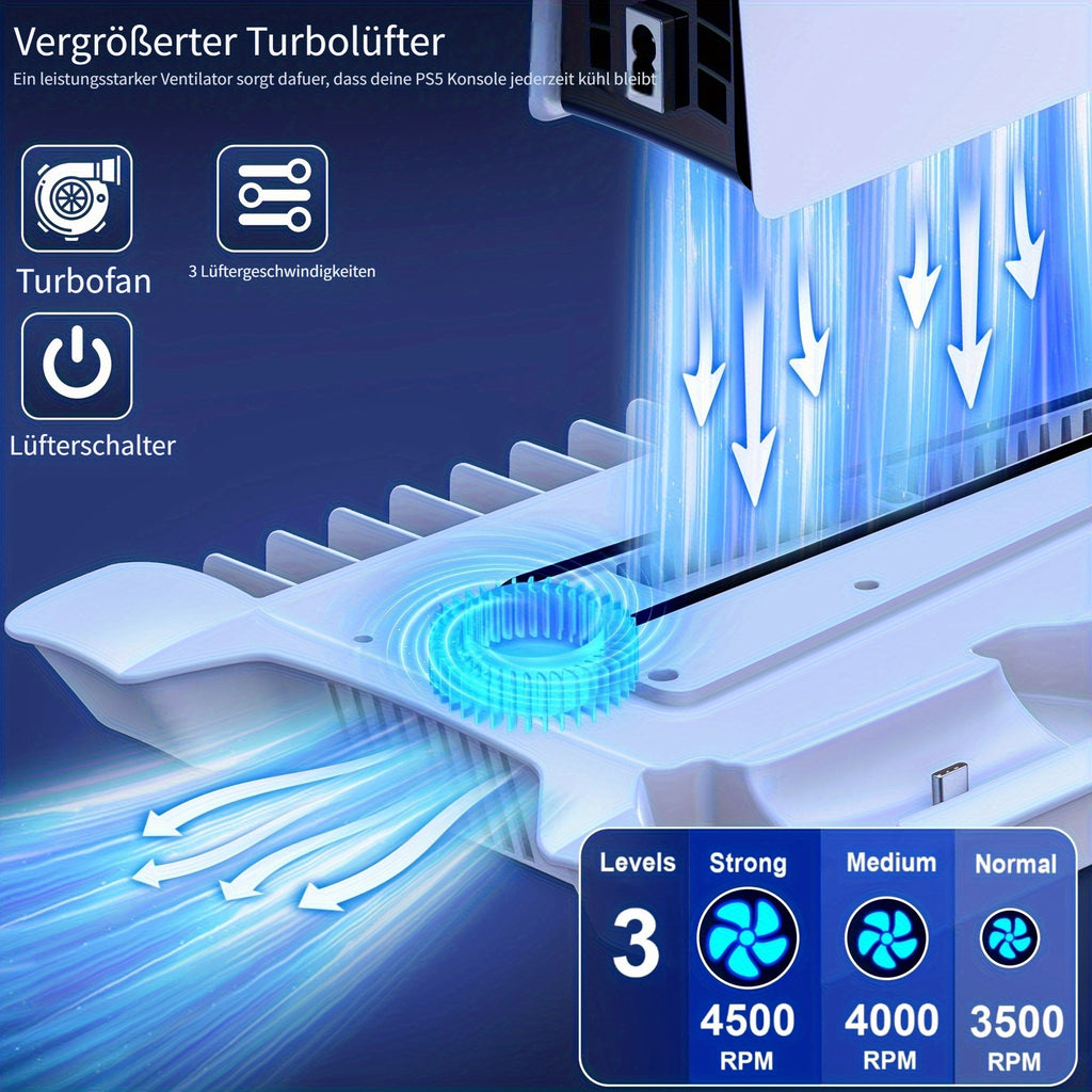 Kühlgebläse-Ständer für PS5, Weiß + Schwarz für Schlafzimmer und Bett – Detailansicht 8