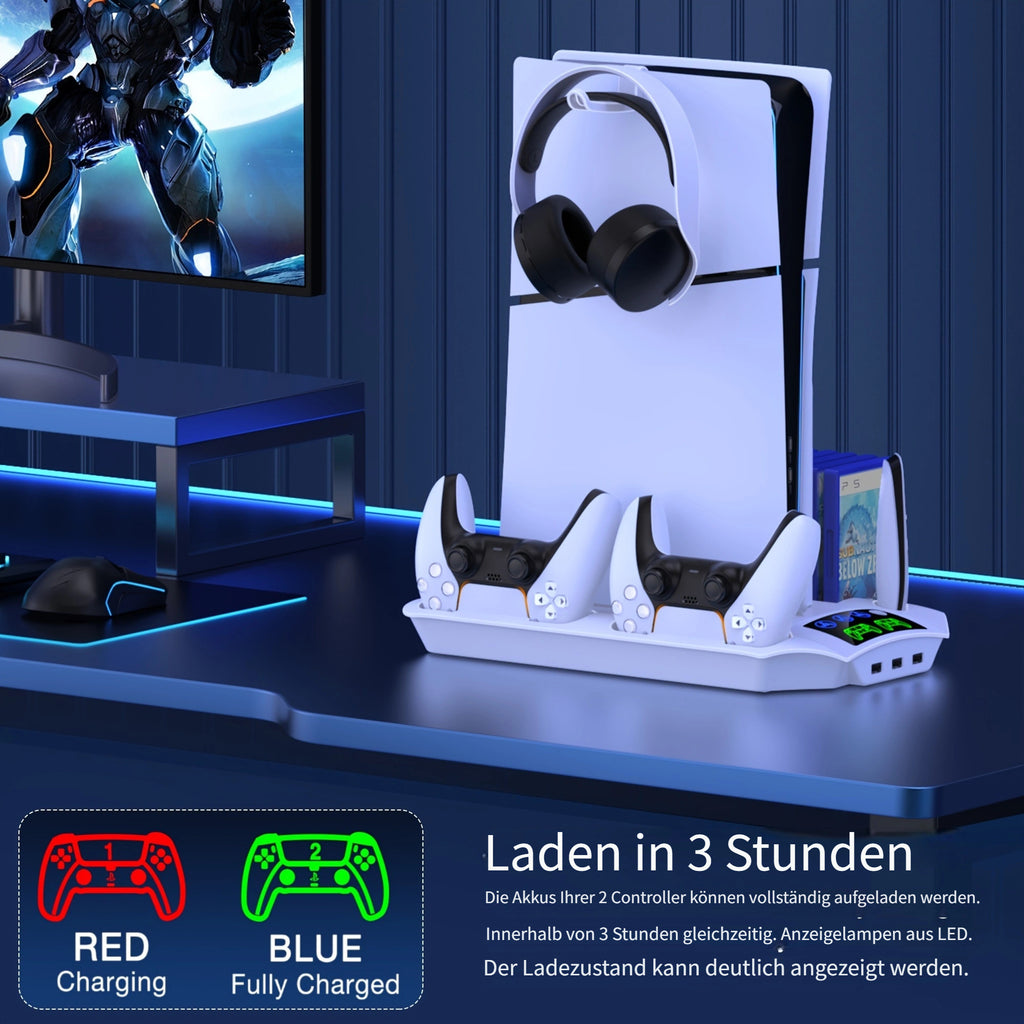Kühlgebläse-Ständer für PS5, Weiß + Schwarz für Schlafzimmer und Bett – Detailansicht 9